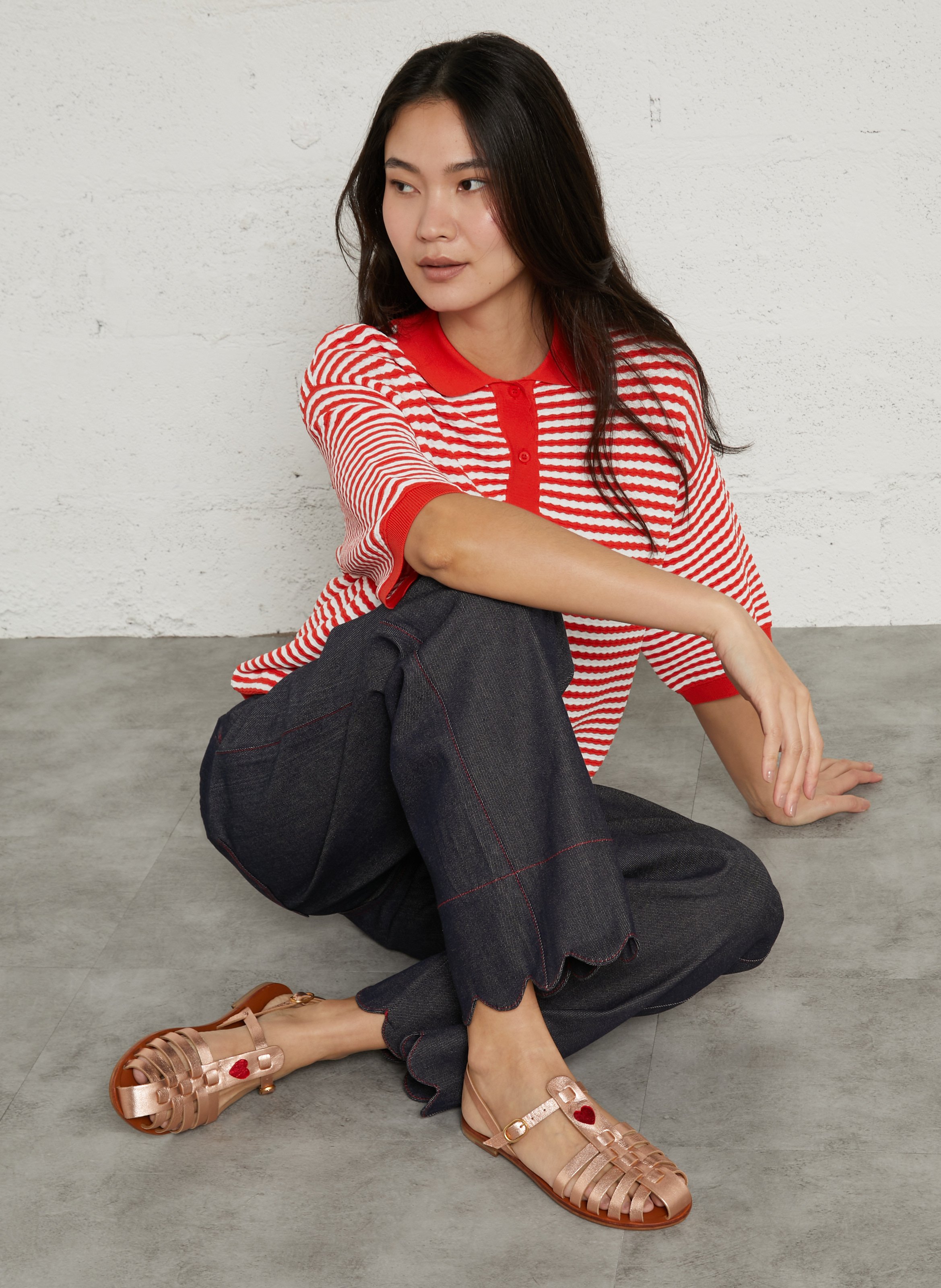 Sandales fisherman en cuir métallisé MAMA PRAIA Doré