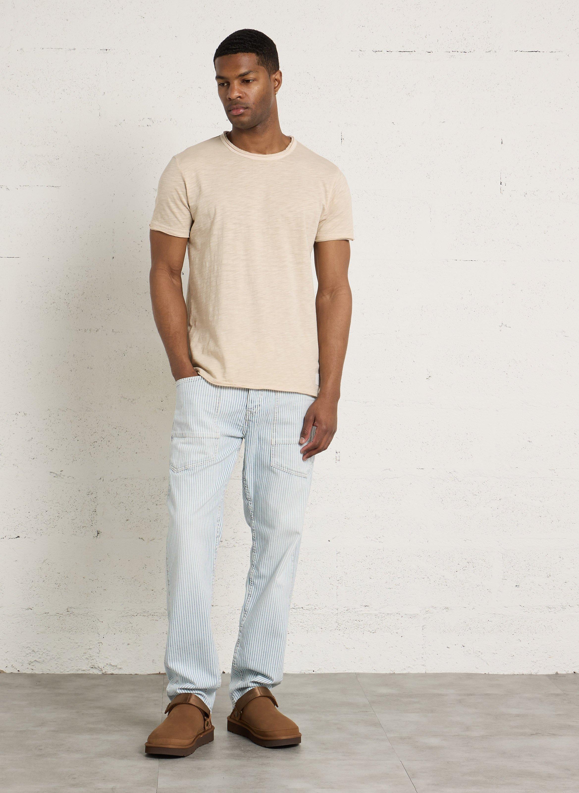 Gerade gestreifte Cordjeans LE TEMPS DES CERISES Blau