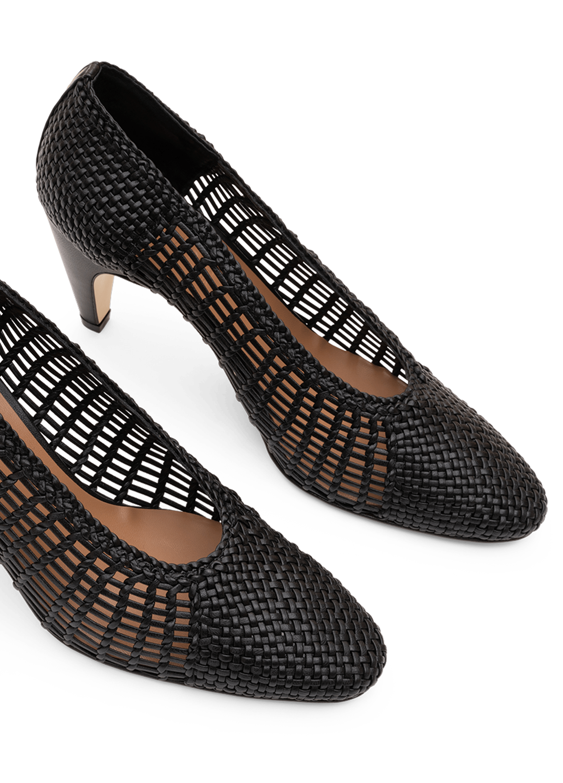 Ballerines en cuir nappa tressé noir PARALLELE PARIS Noir