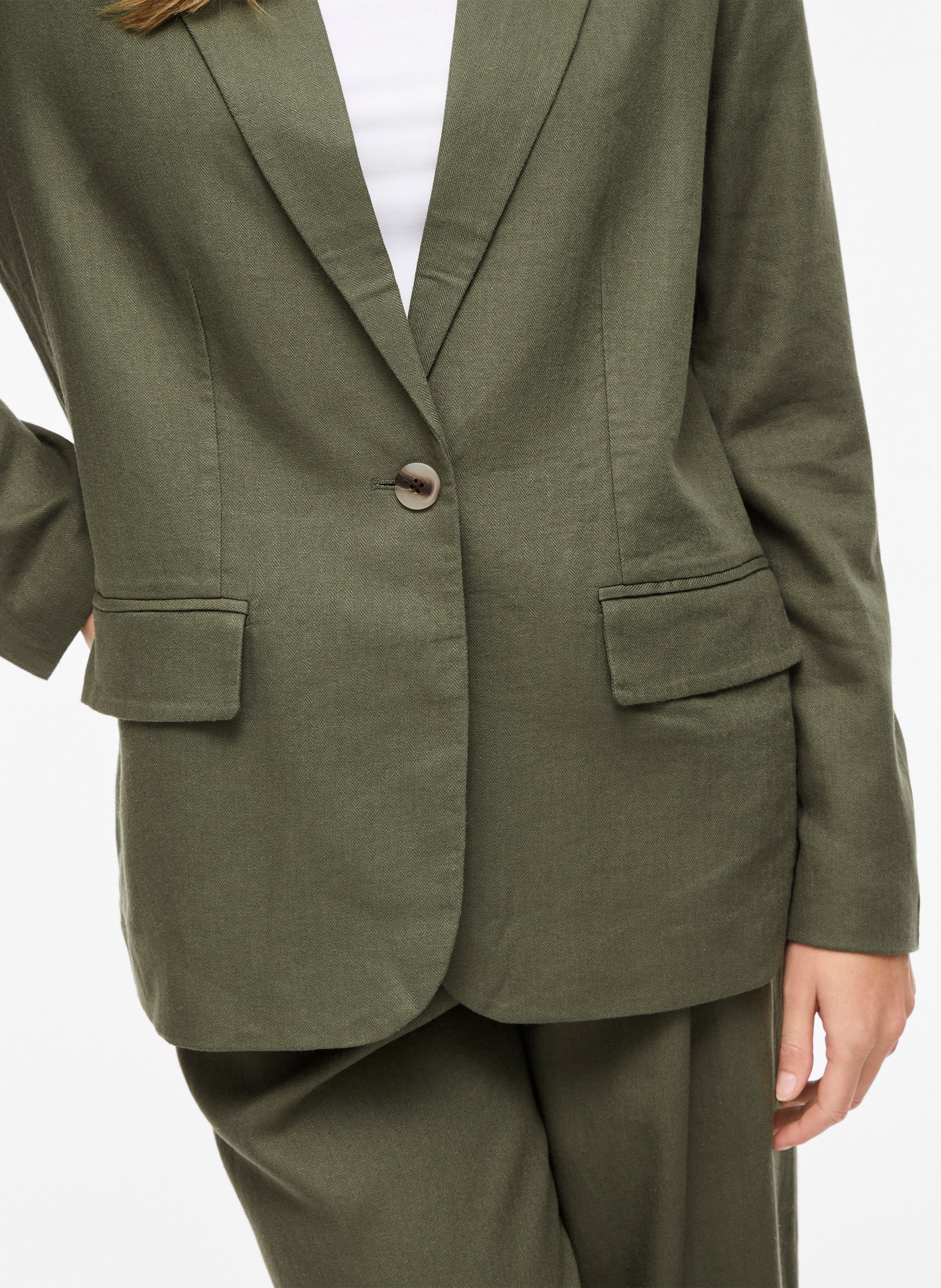 Veste tailleur en lin mélangé VILA Vert