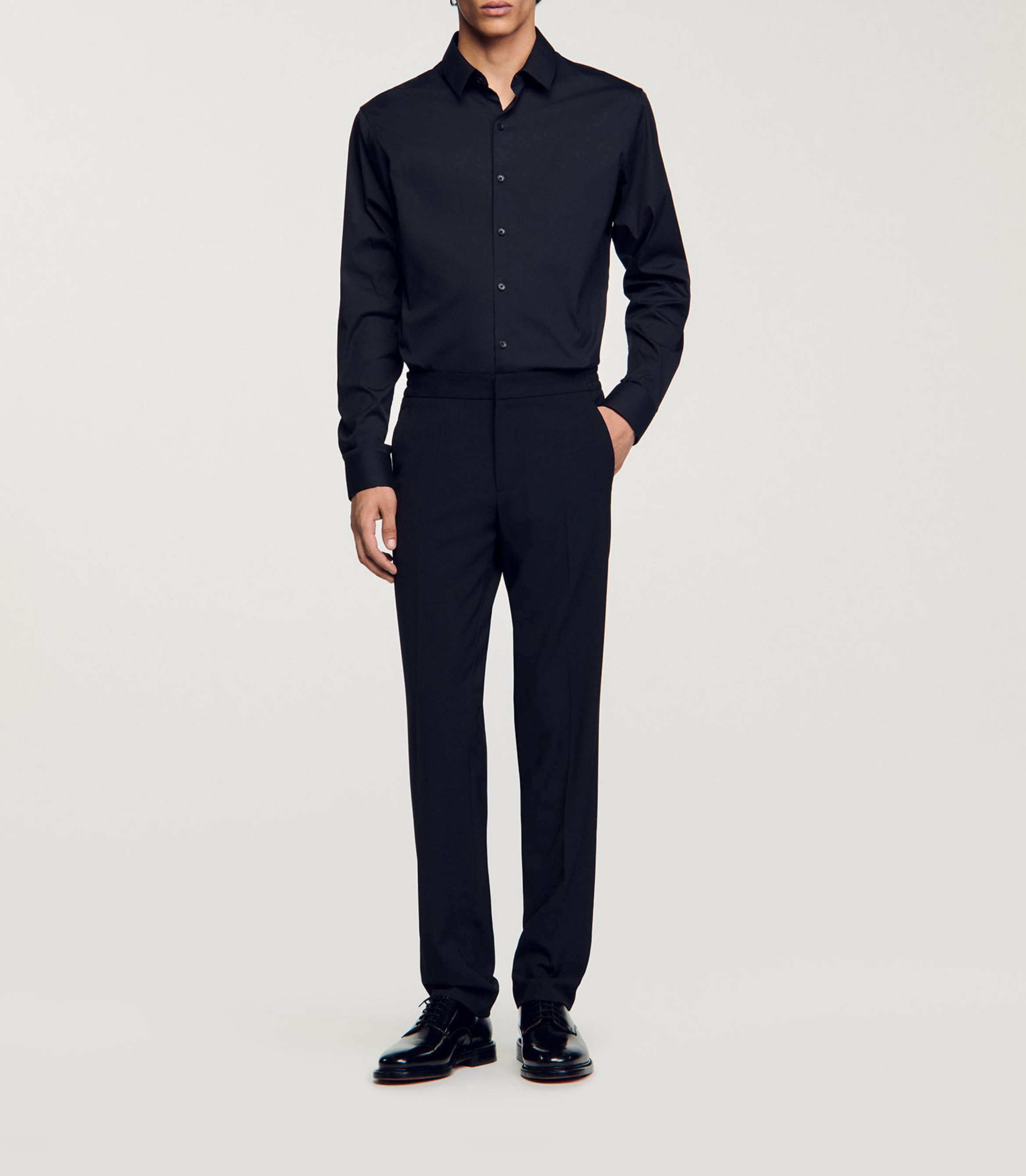 Slim-fit overhemd van stretchkatoen SANDRO Zwart