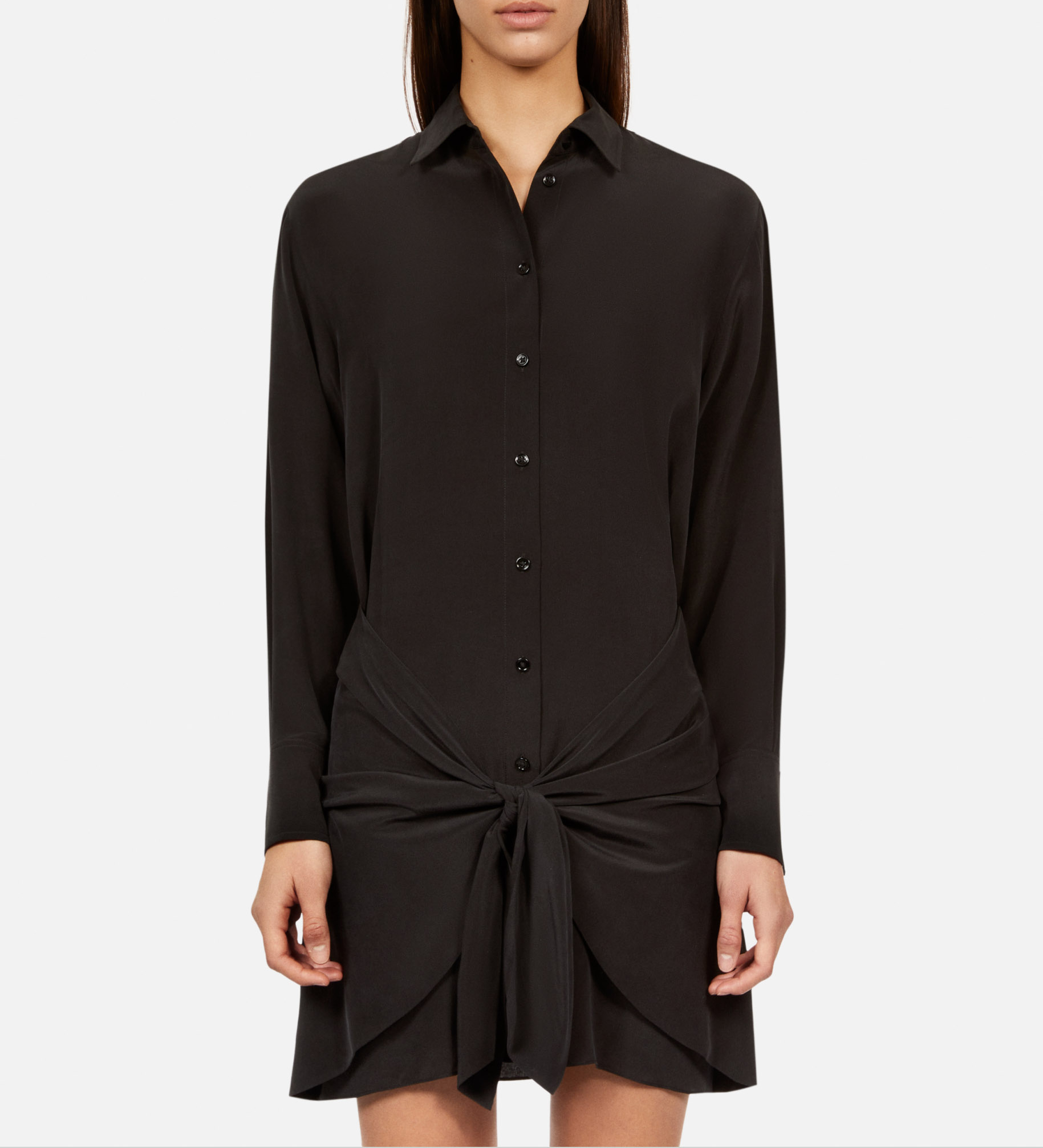 Kurzes Hemdkleid mit Seidenschleife THE KOOPLES Schwarz