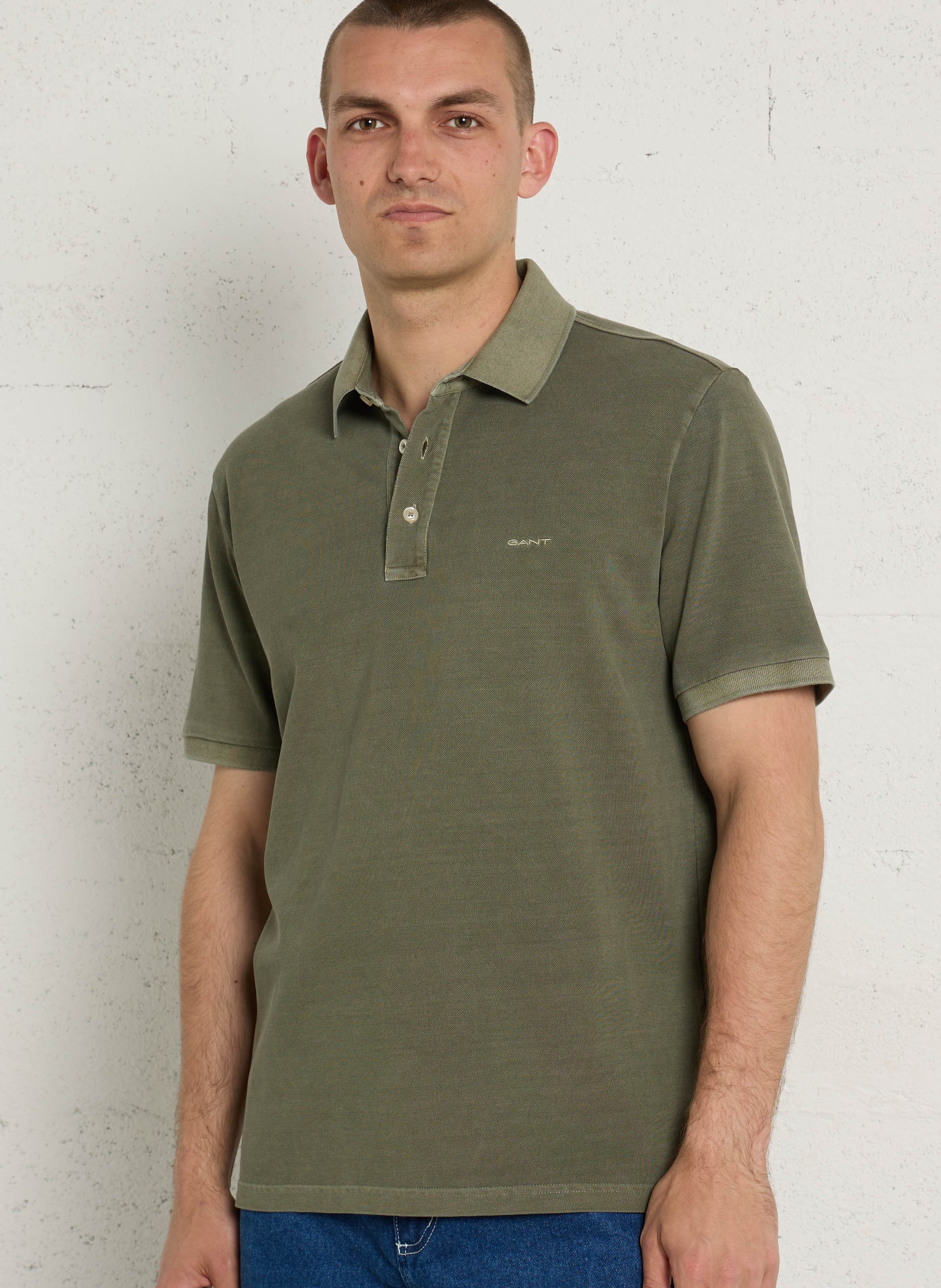 Straight cotton polo shirt GANT Green