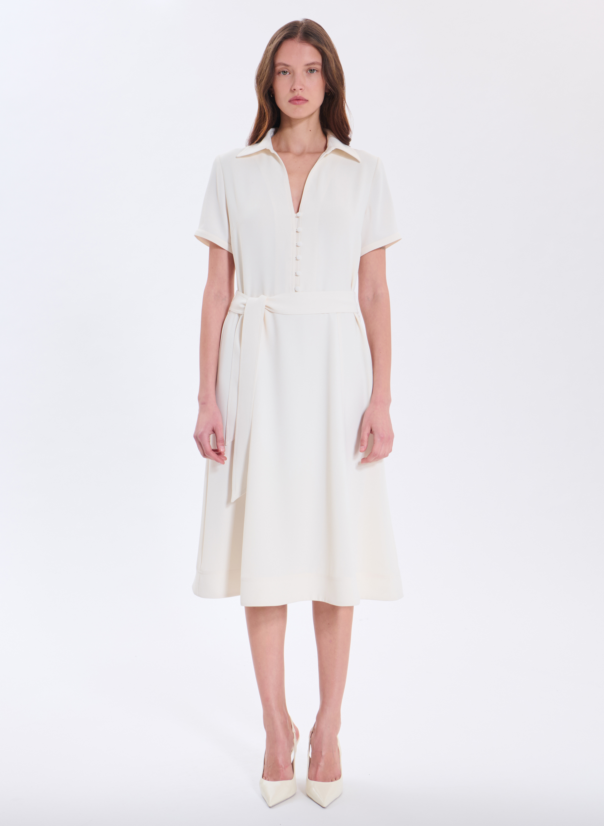 Kurzkleid mit V-Ausschnitt ZAPA Weiss