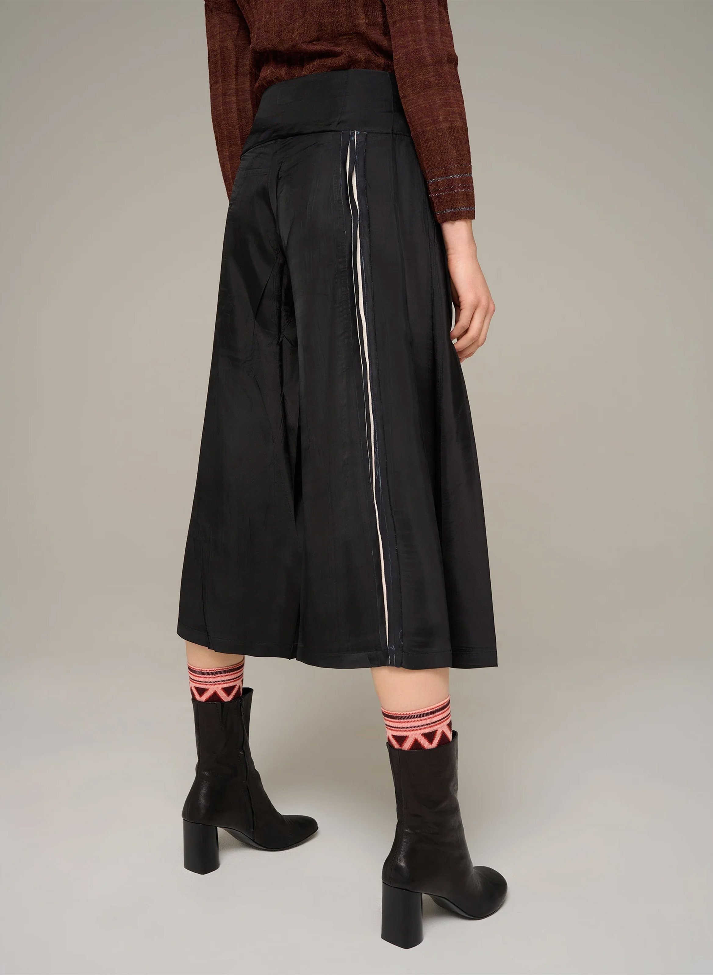 High-waisted wide cropped trousers COTELAC Black