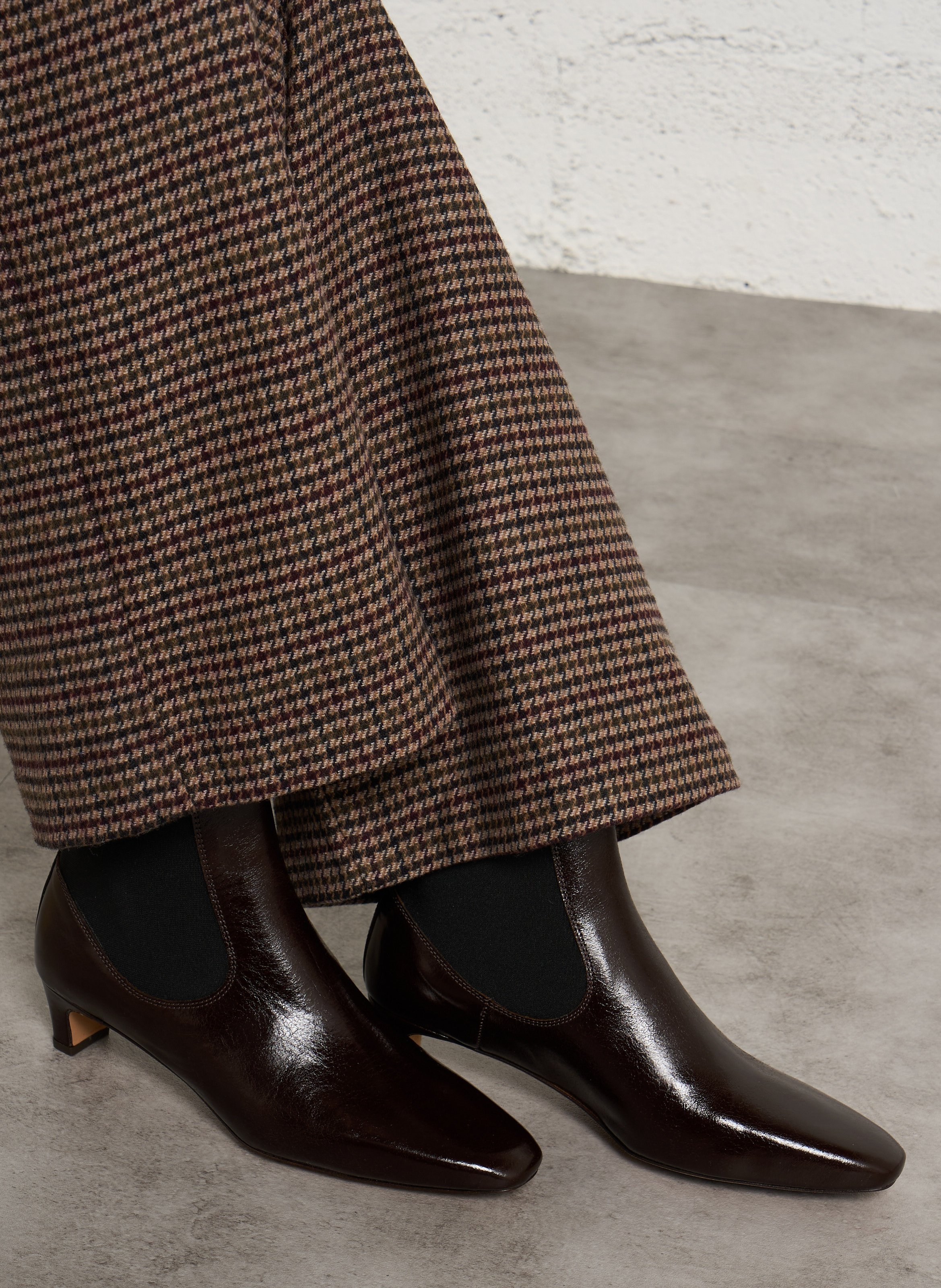 Patent leather mid-calf boots ANONYMOUS COPENHAGEN Brown