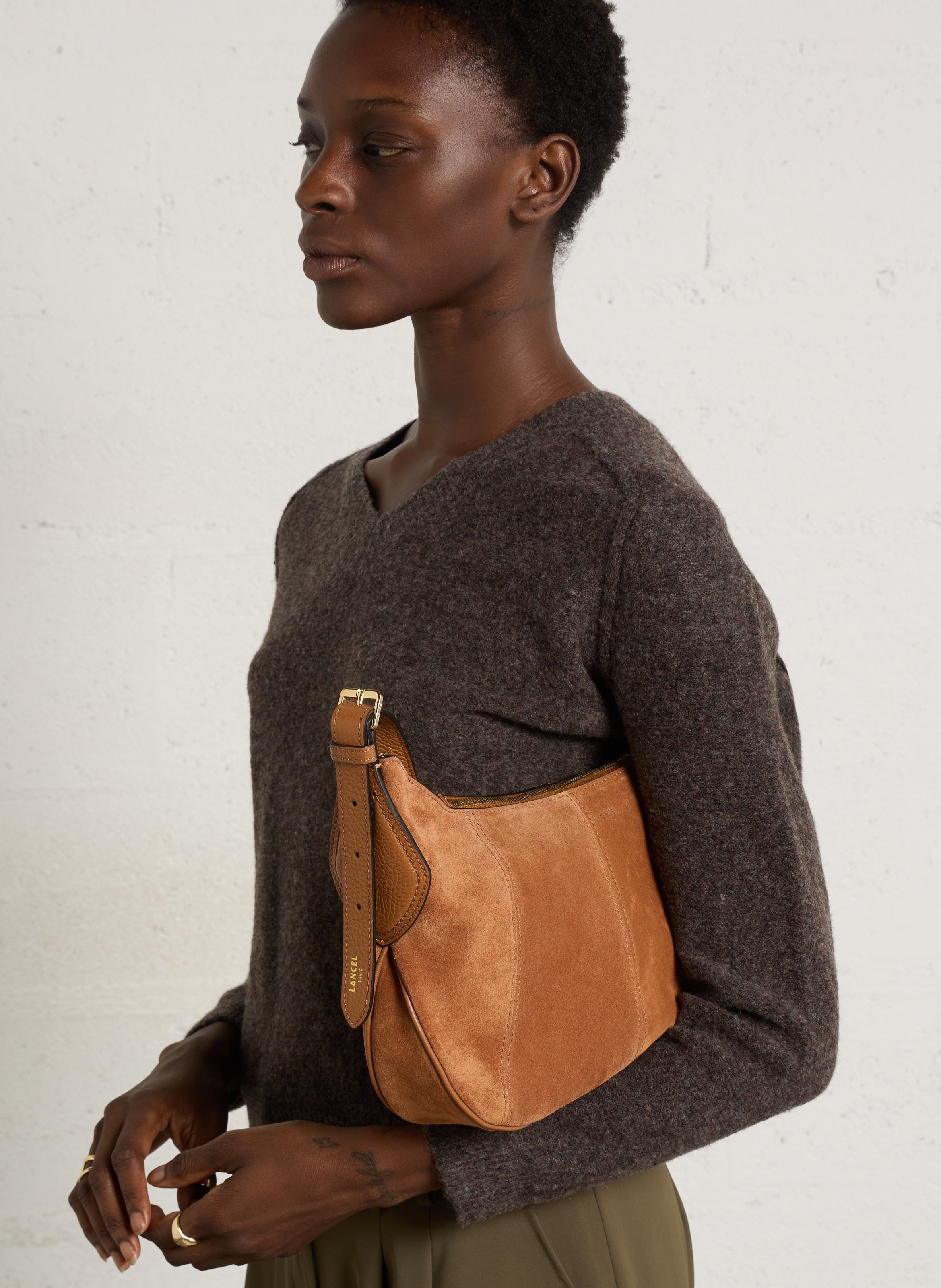 Leren hobotas LANCEL Beige