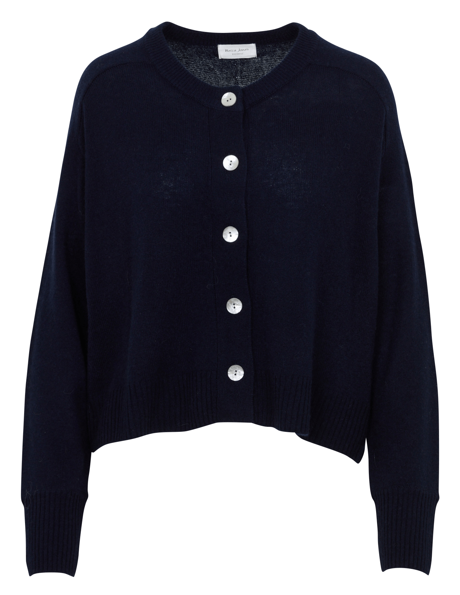 Gilet col rond en laine et cachemire BELLA JONES Bleu
