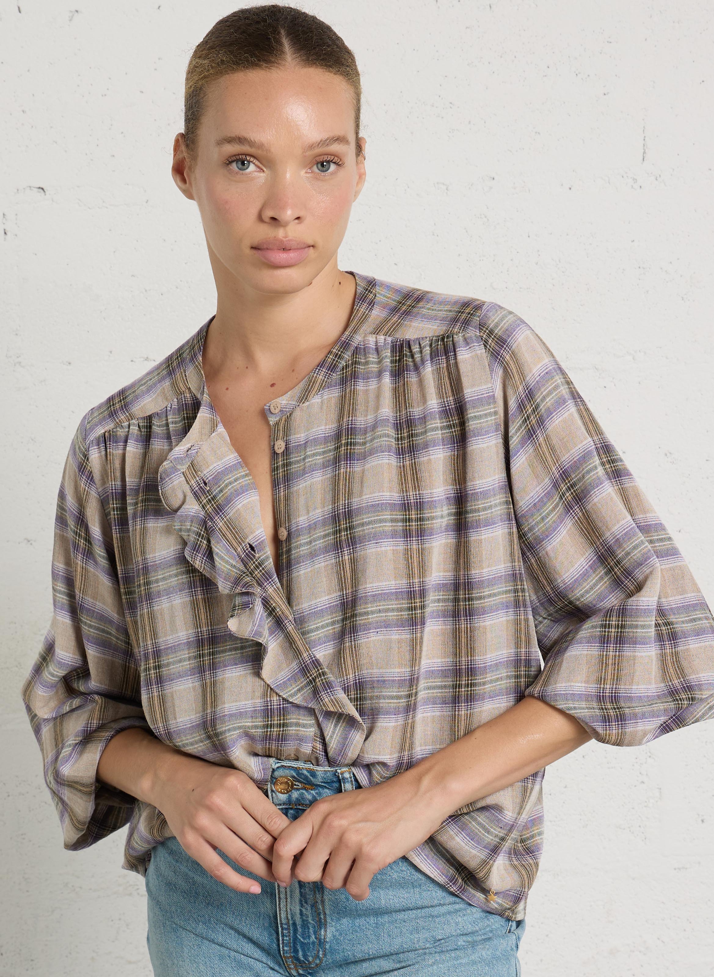 Ruime geruite blouse DES PETITS HAUTS Veelkleurig