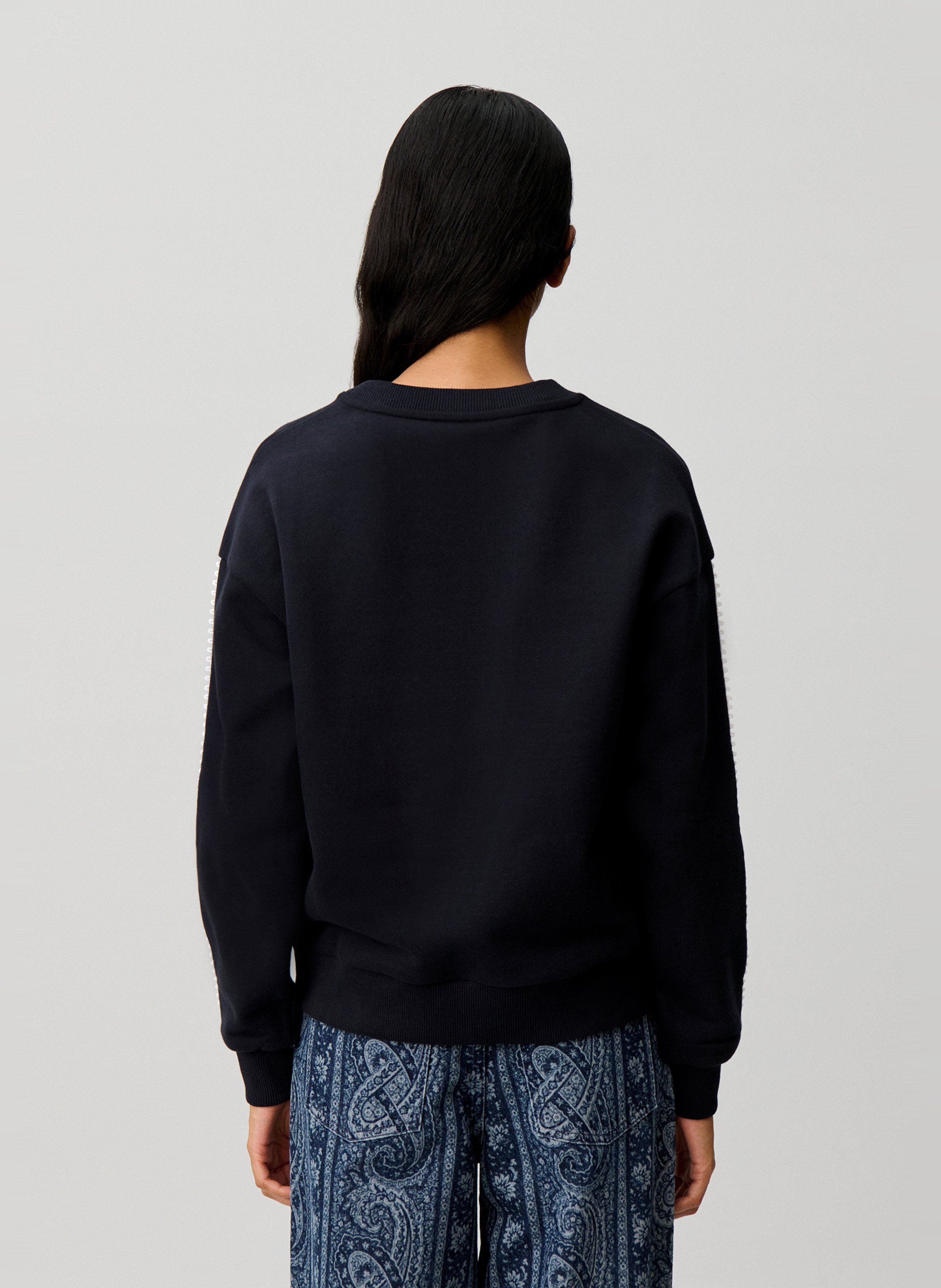 Sweat droit à col rond en coton CLAUDIE PIERLOT Bleu