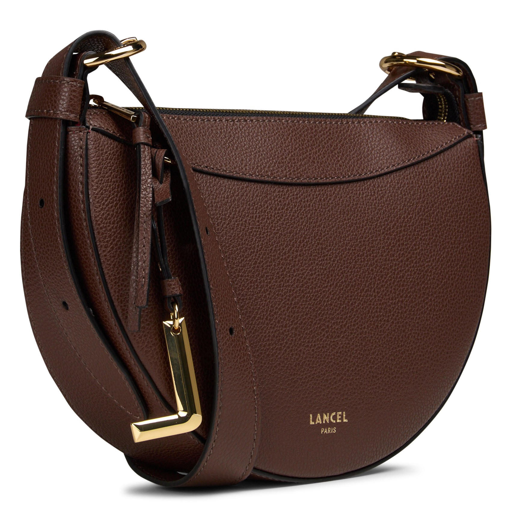 Sac demie lune en cuir  LANCEL Marron
