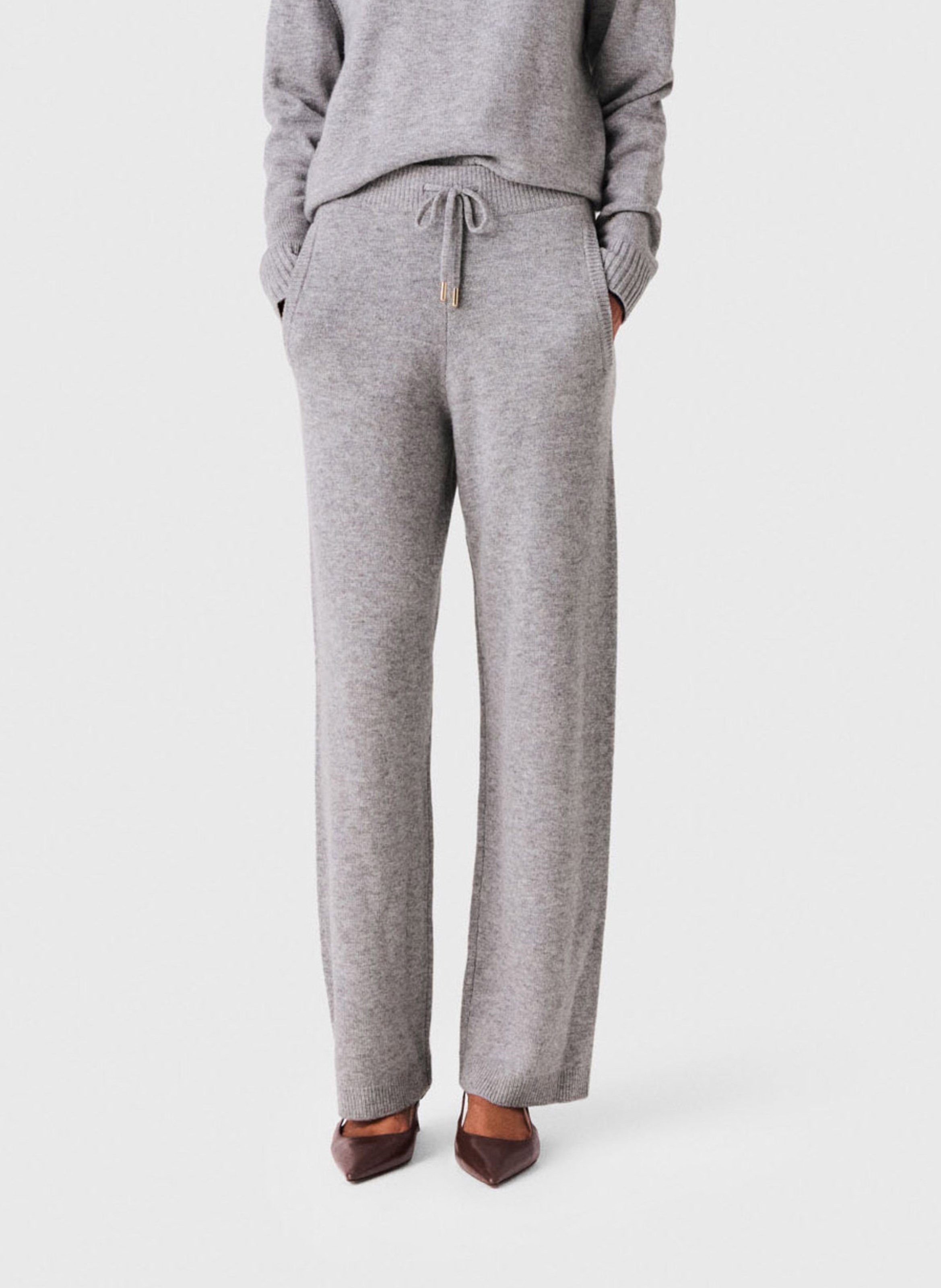 Pantalon droit en laine mélangée MAJE Gris