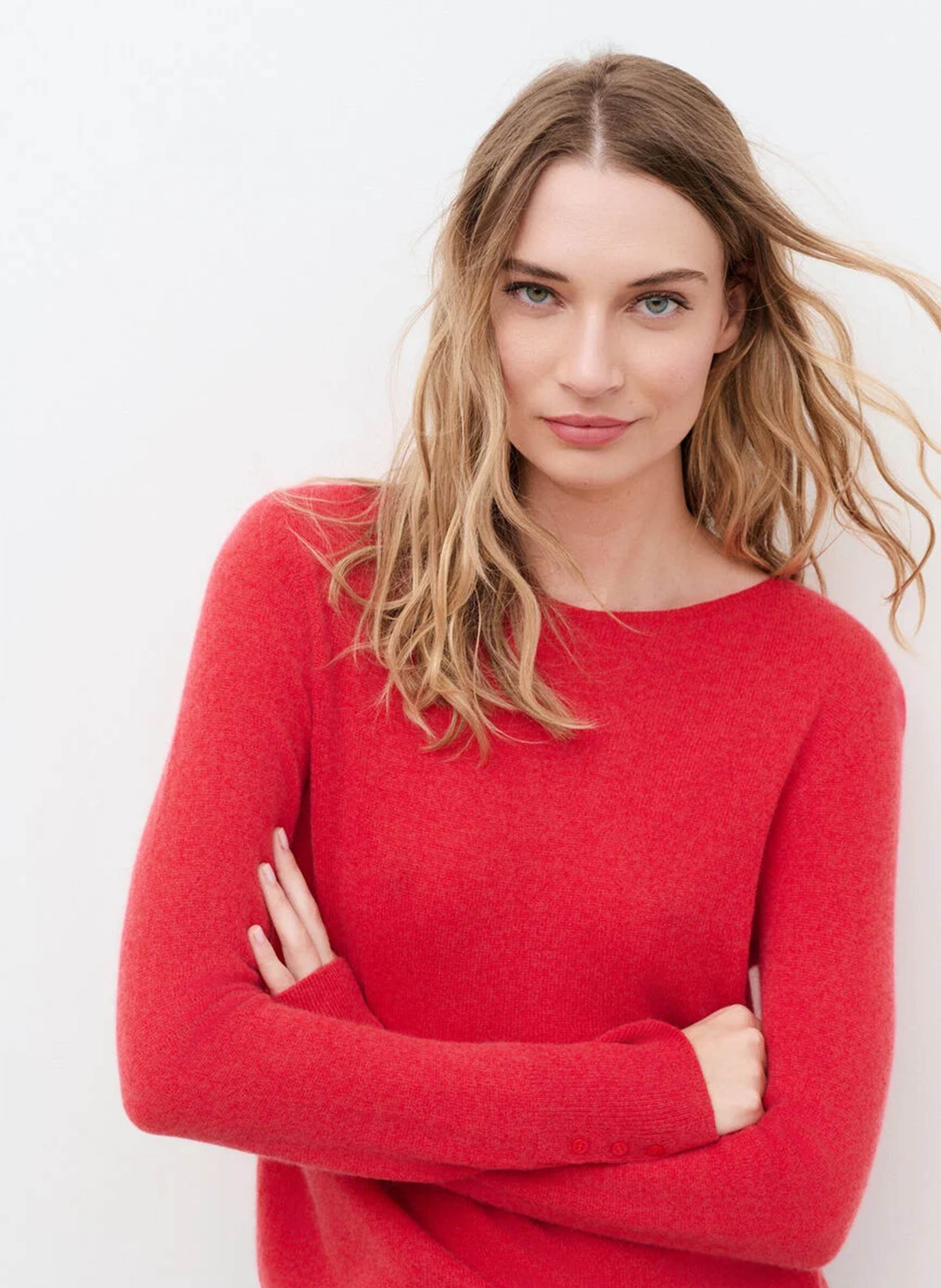 Pull en cachemire col bateau CAROLL Rouge
