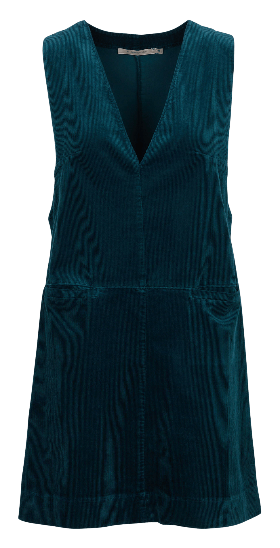 Robe courte col V côtelé en coton mélangé LA FEE MARABOUTEE Bleu