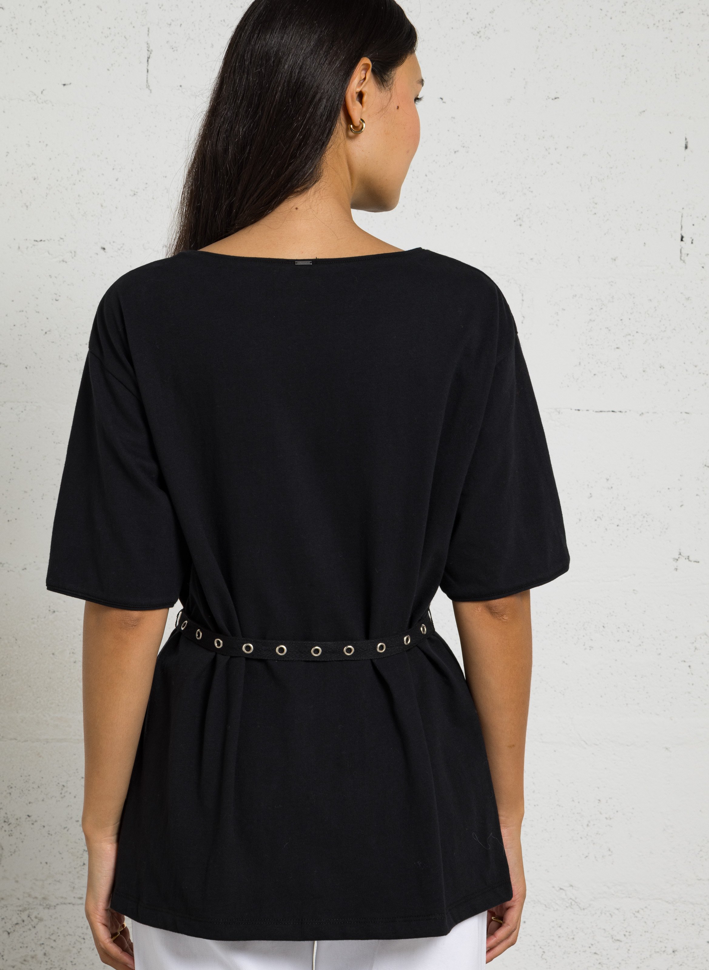 Tee-shirt ceinturé en coton IKKS Noir