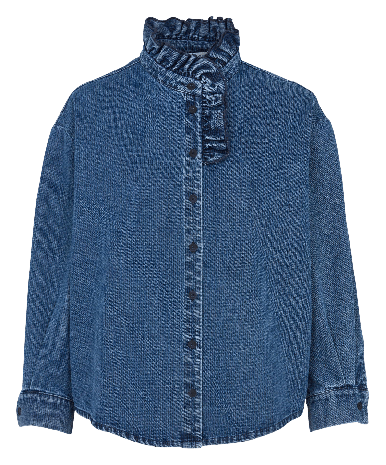High-neck cotton denim shirt SUZIE WINKLE Blue