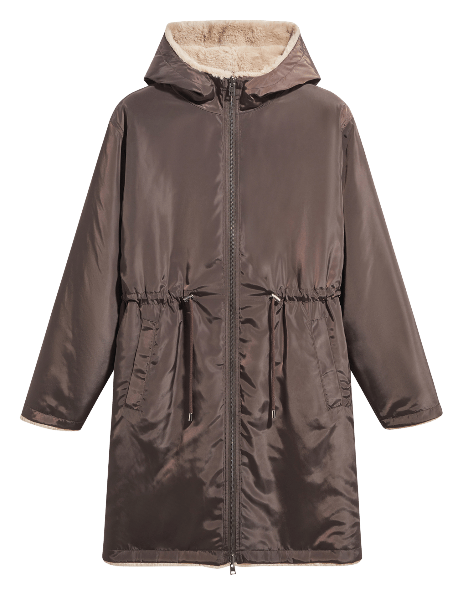 Reversible hooded fitted parka GERARD DAREL Brown