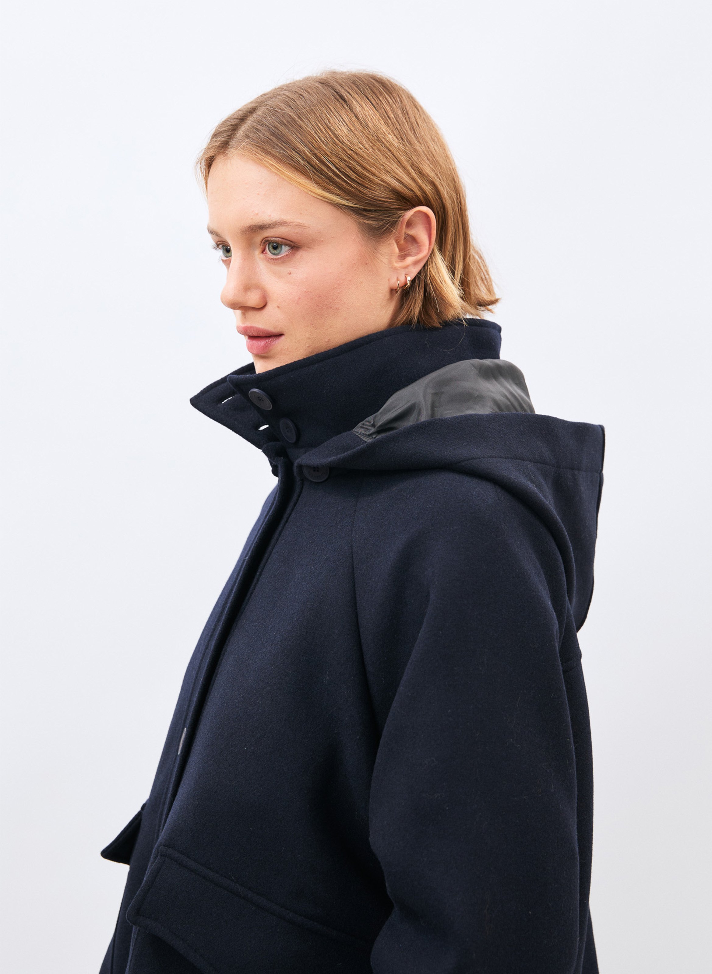 Oversize-Wollmantel HUMILITY Blau