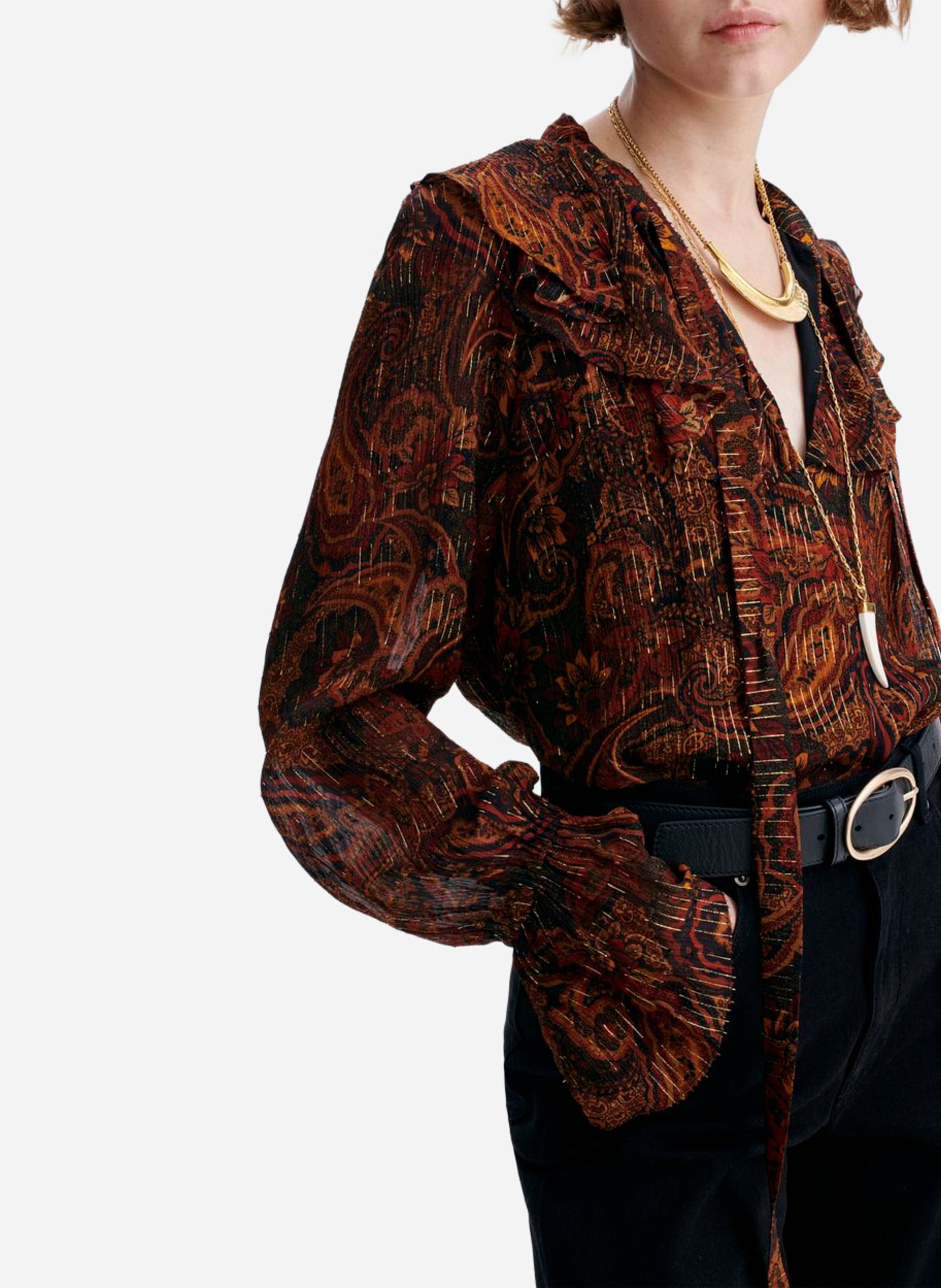 Printed henley blouse VANESSA BRUNO Brown