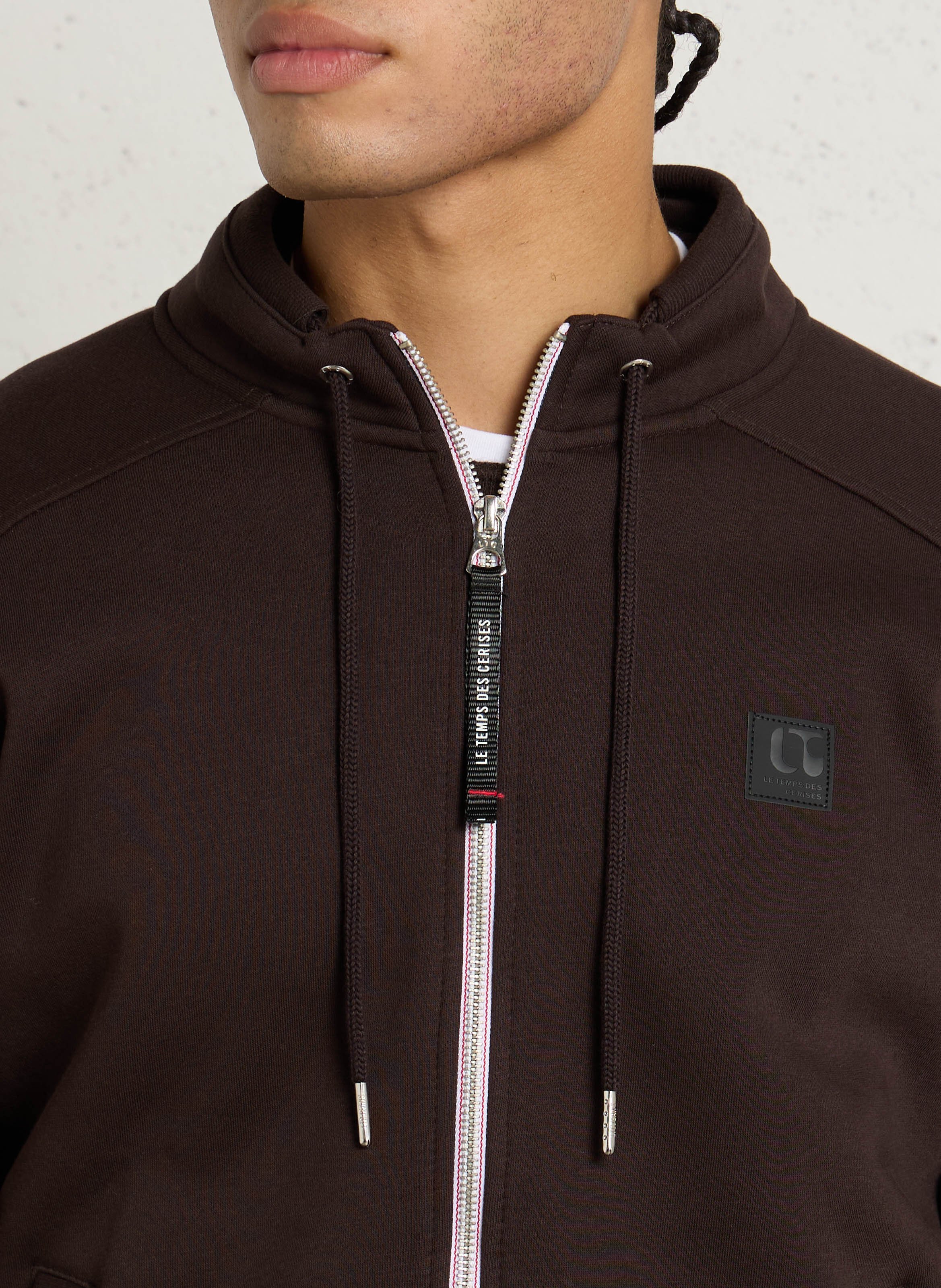 Sweat droit zippé en coton mélangé LE TEMPS DES CERISES Marron