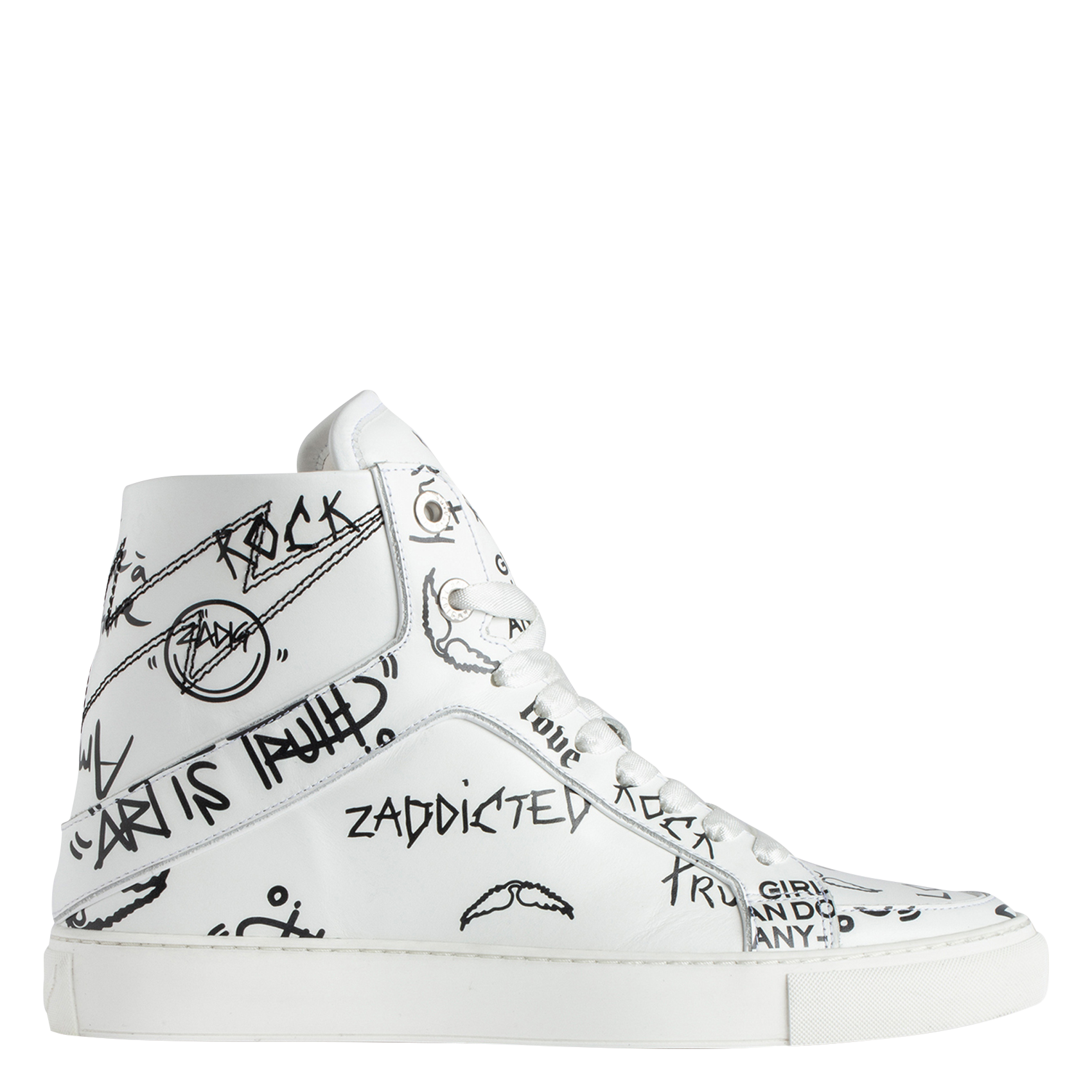 Leather high-top graffiti sneakers ZADIG&VOLTAIRE White