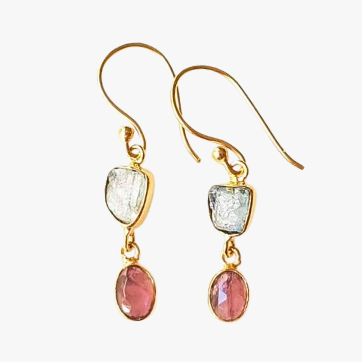 Aquamarine and tourmaline earrings GINANDGER Multicolored