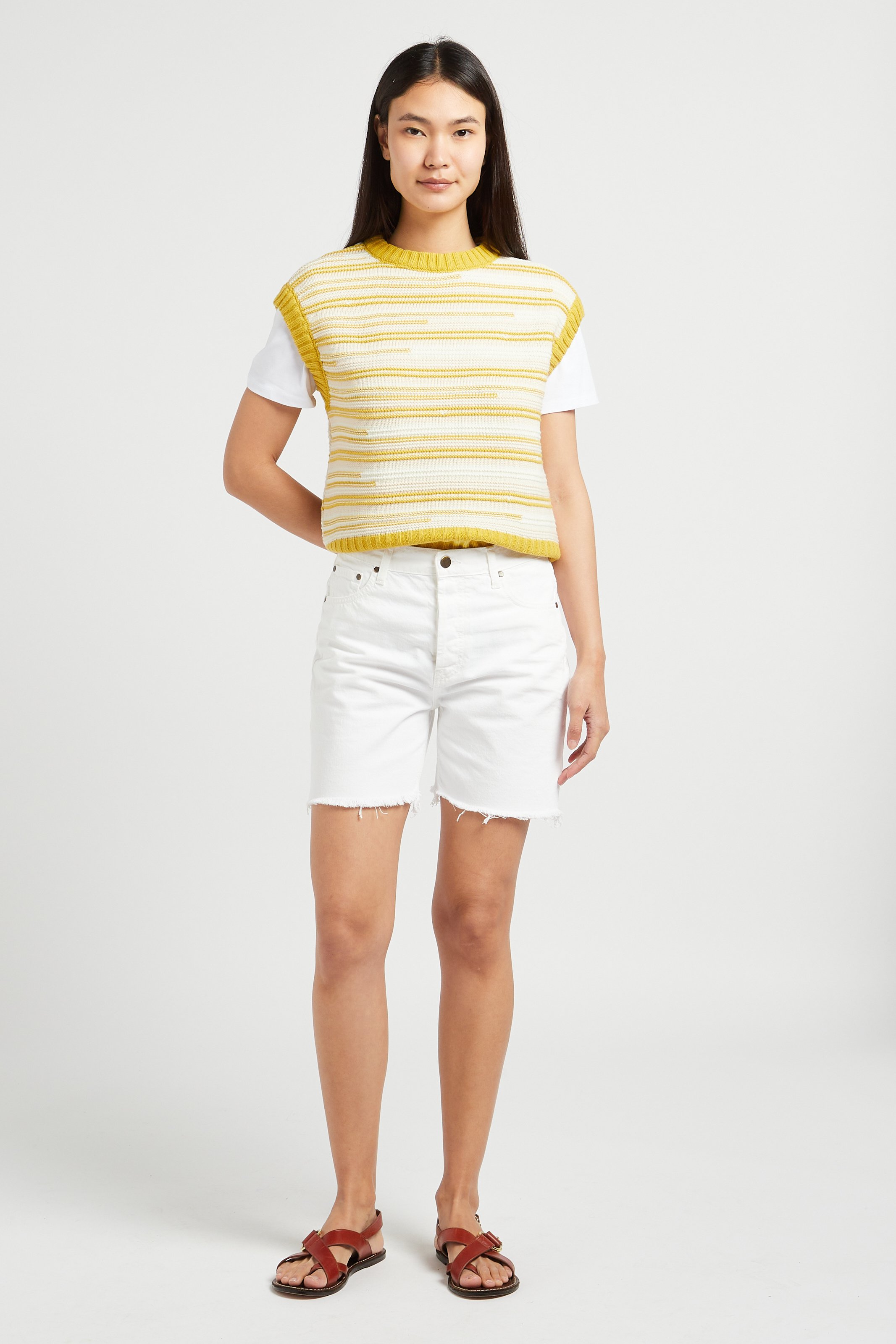 Straight cotton-blend round-neck T-shirt MAISON 123 White