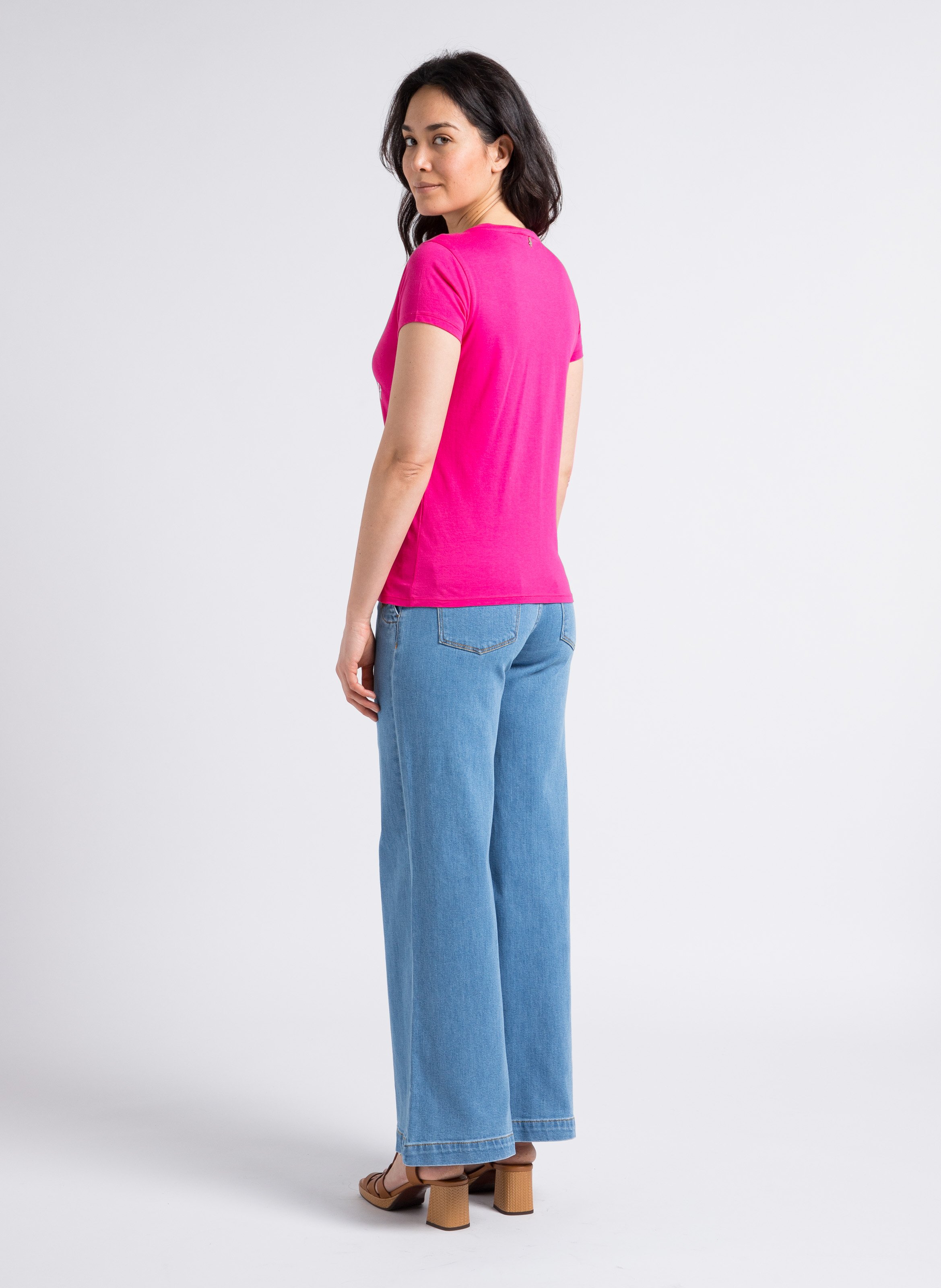 Jean large en deim délavé ONE STEP Bleu