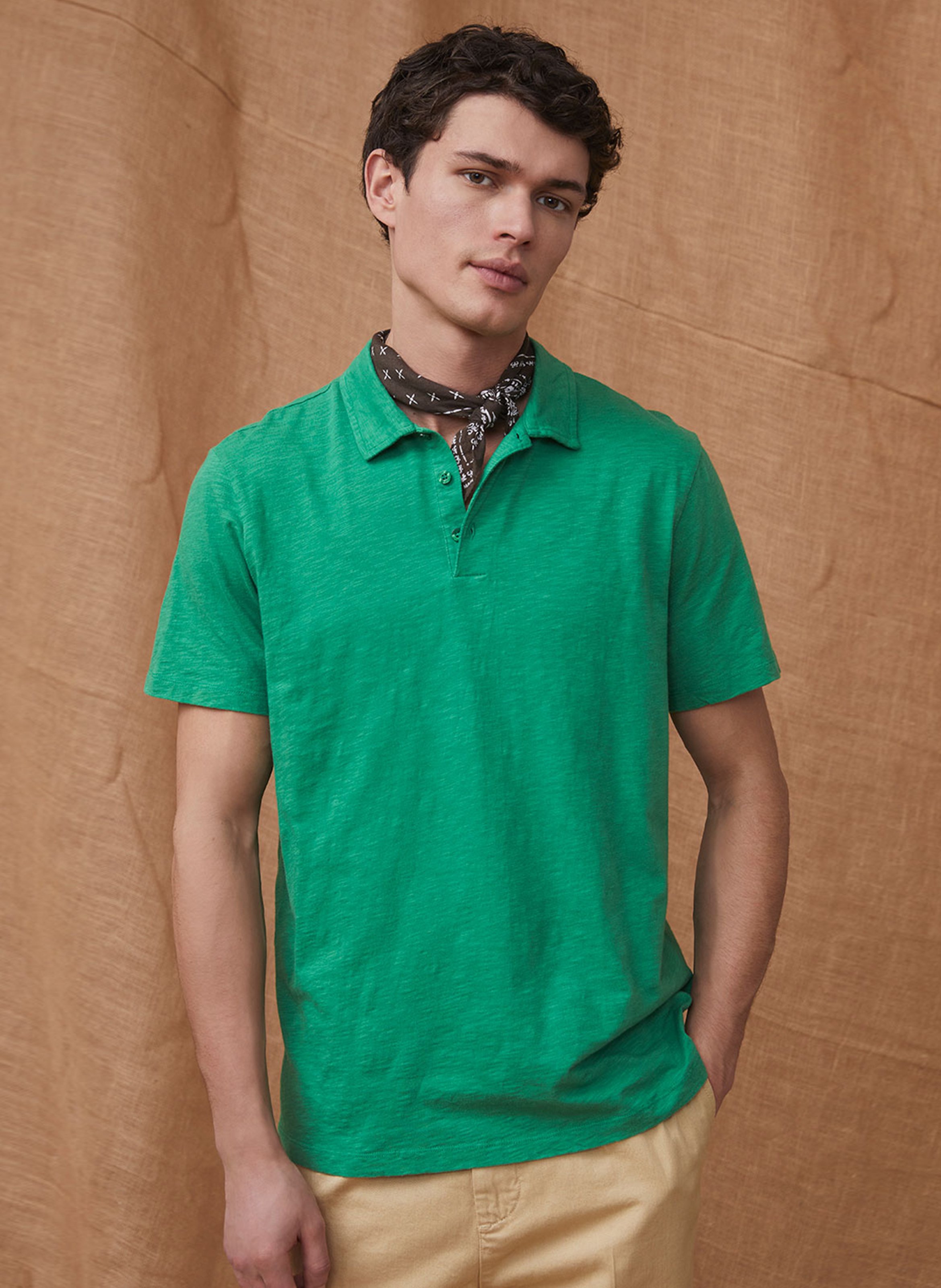 Polo regular fit en coton flamme Vert