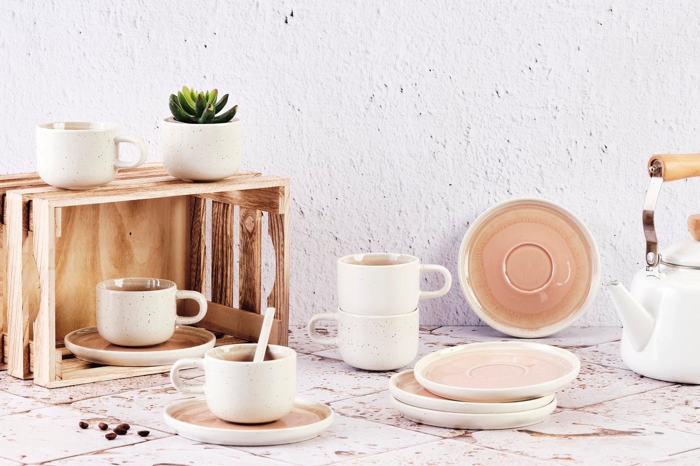 Oxygen 20 cl cup and saucer ø15 cm - 12 pieces - lovat green BJORN Pink