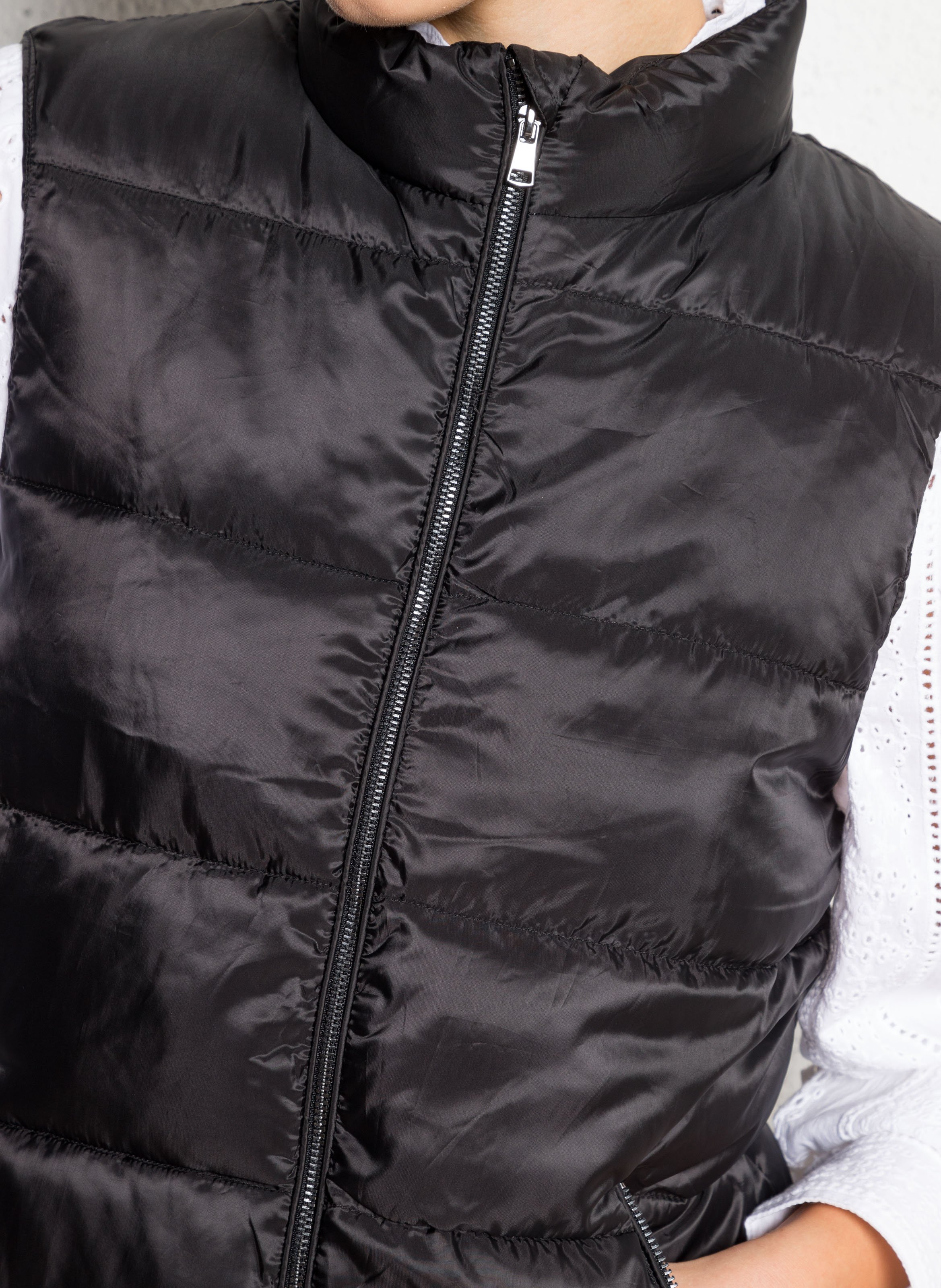 Quilted sleeveless high-neck puffer vest MAISON 123 Black