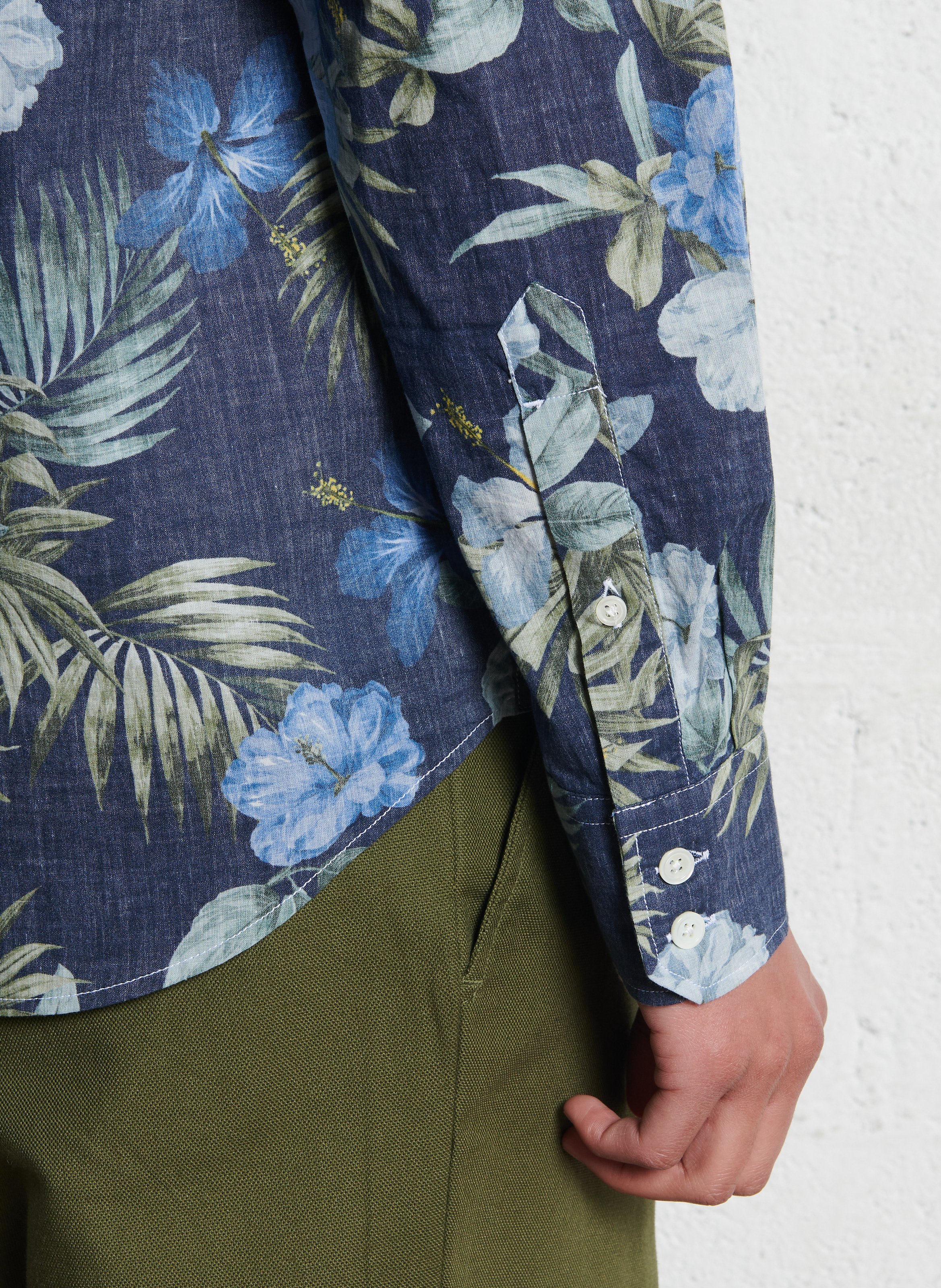 Straight printed cotton shirt HARTFORD Blue