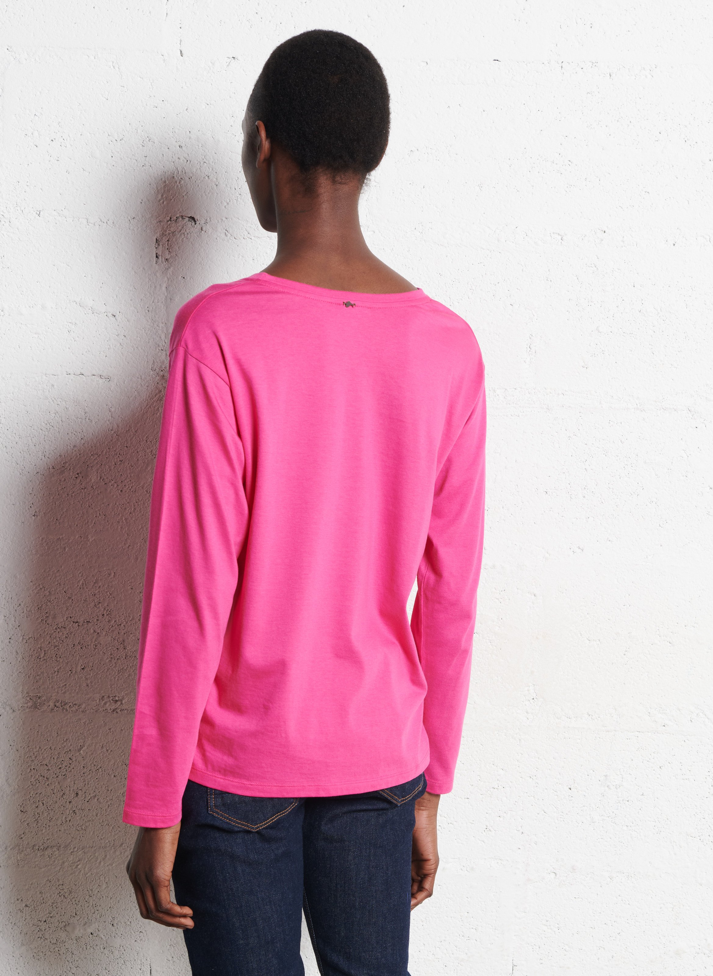 Tee-shirt droit col V ONE STEP Rose