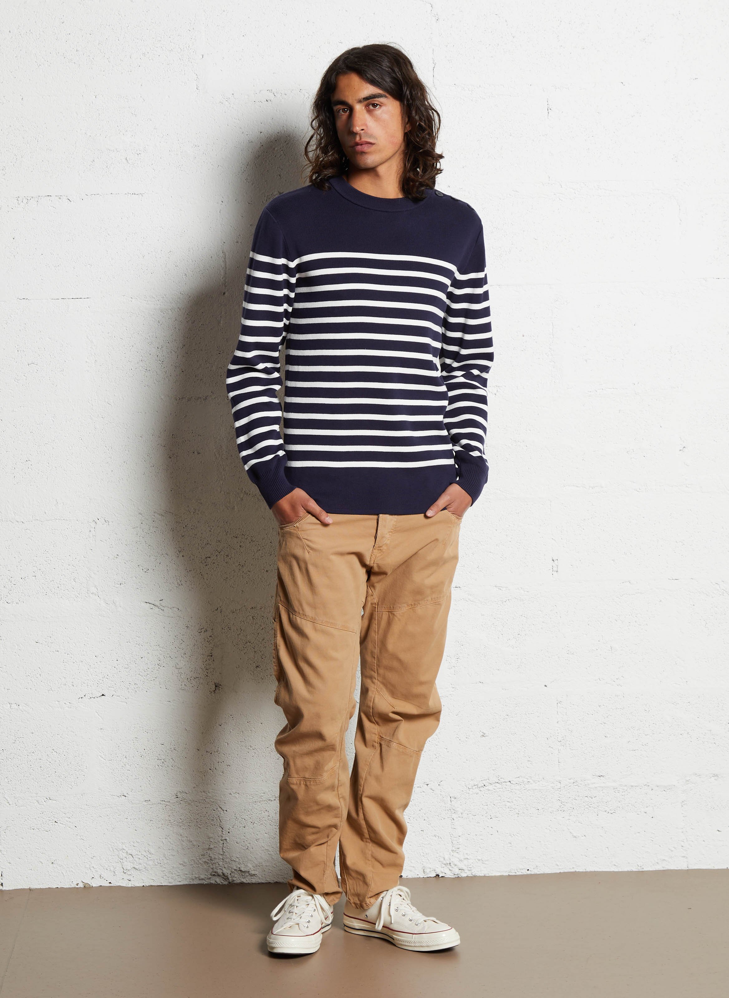 Marinière col rond slim-fit en maille de coton ARMOR LUX Multicolore