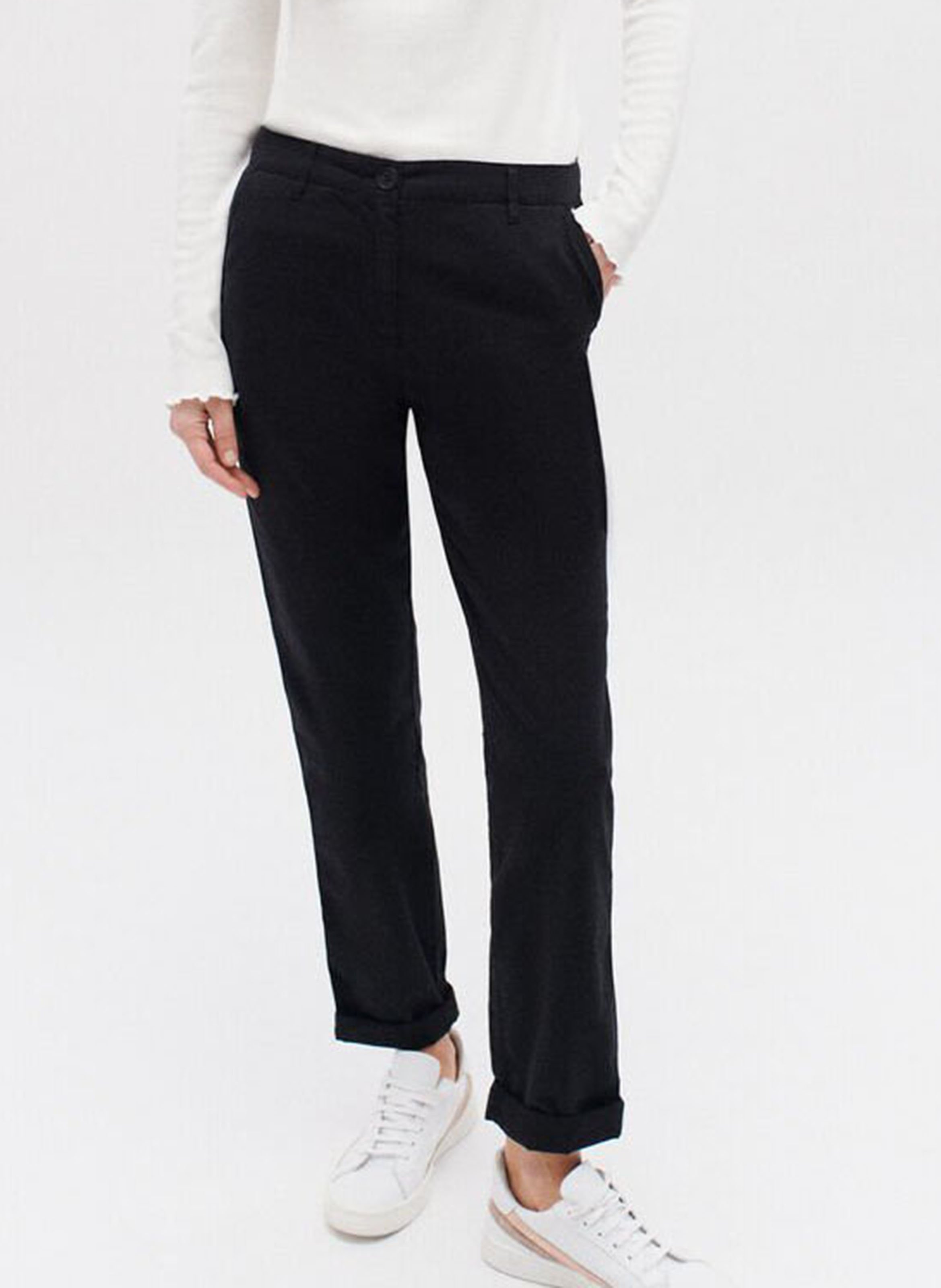 Pantalon chino en coton mélangé CAROLL Noir