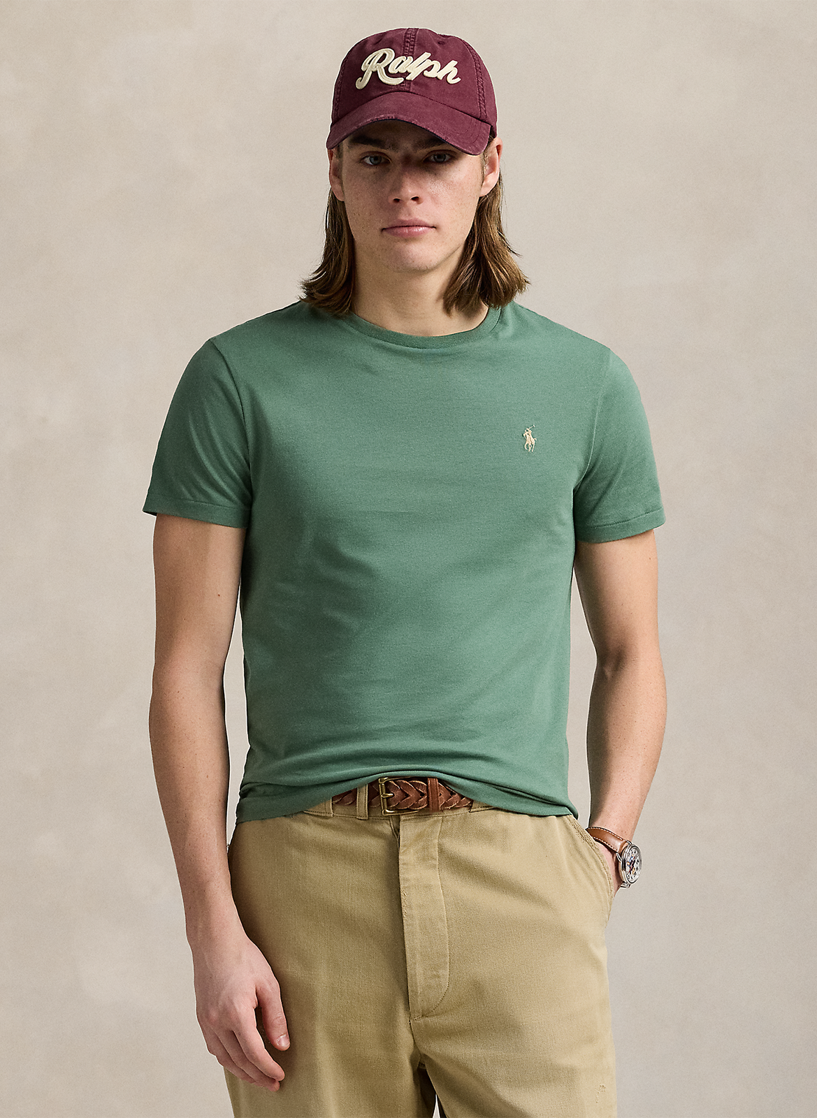 Tee-shirt col rond slim-fit en coton POLO RALPH LAUREN Vert