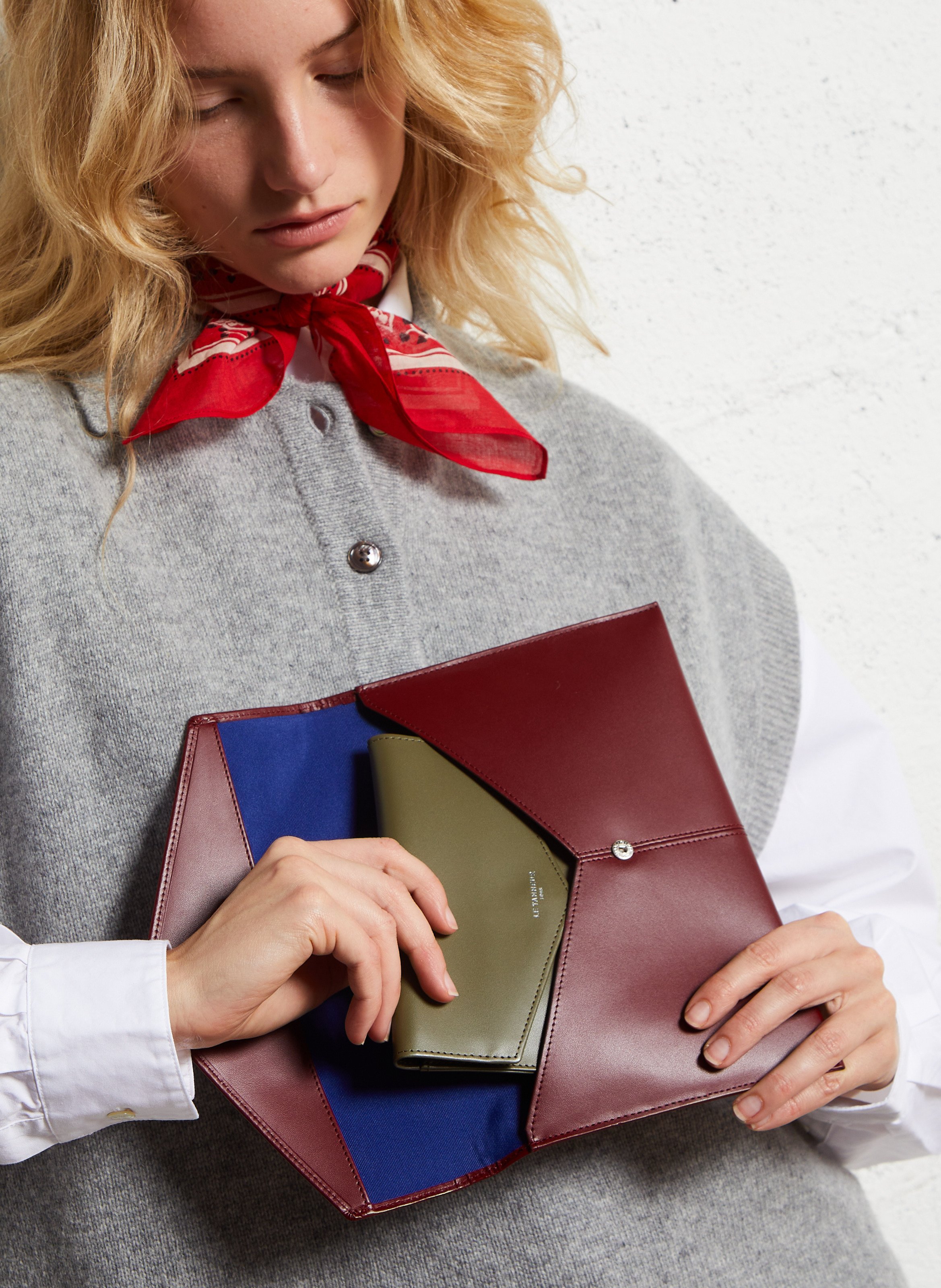 Pochette en cuir LE TANNEUR Rouge