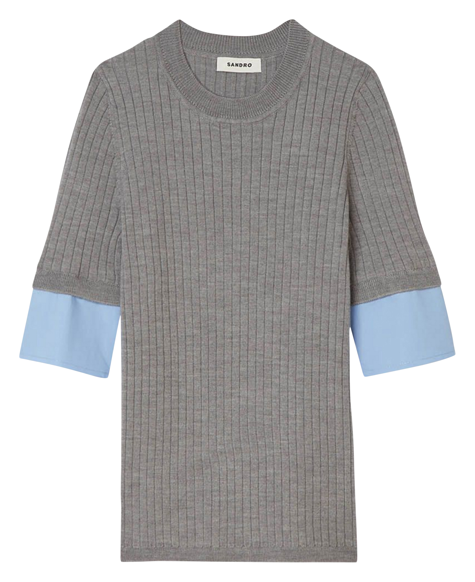 Pull col rond SANDRO Gris