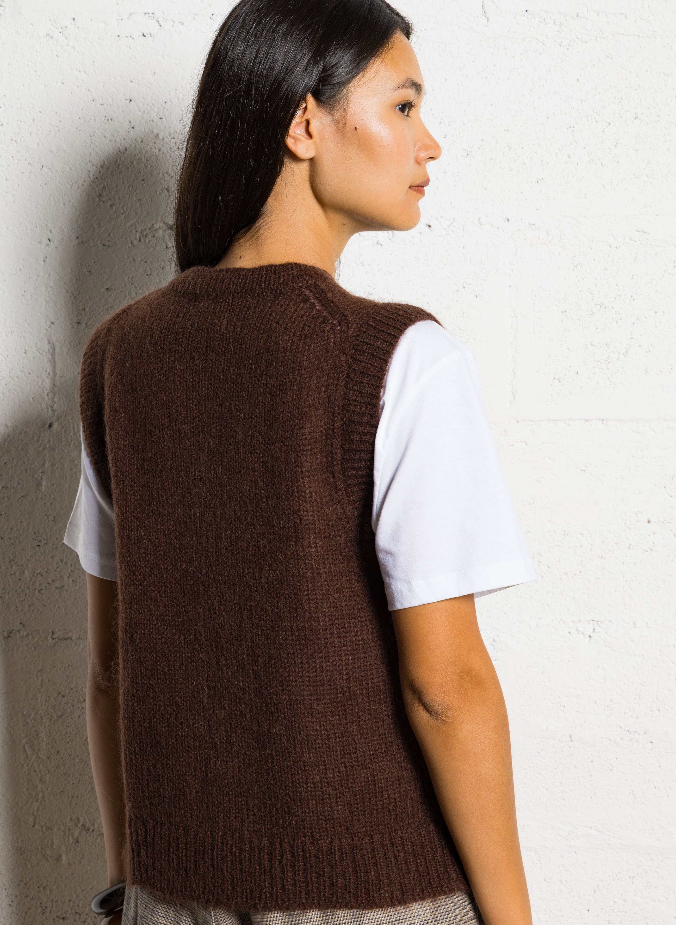 Round-neck mixed-knit cardigan BELLA JONES Green