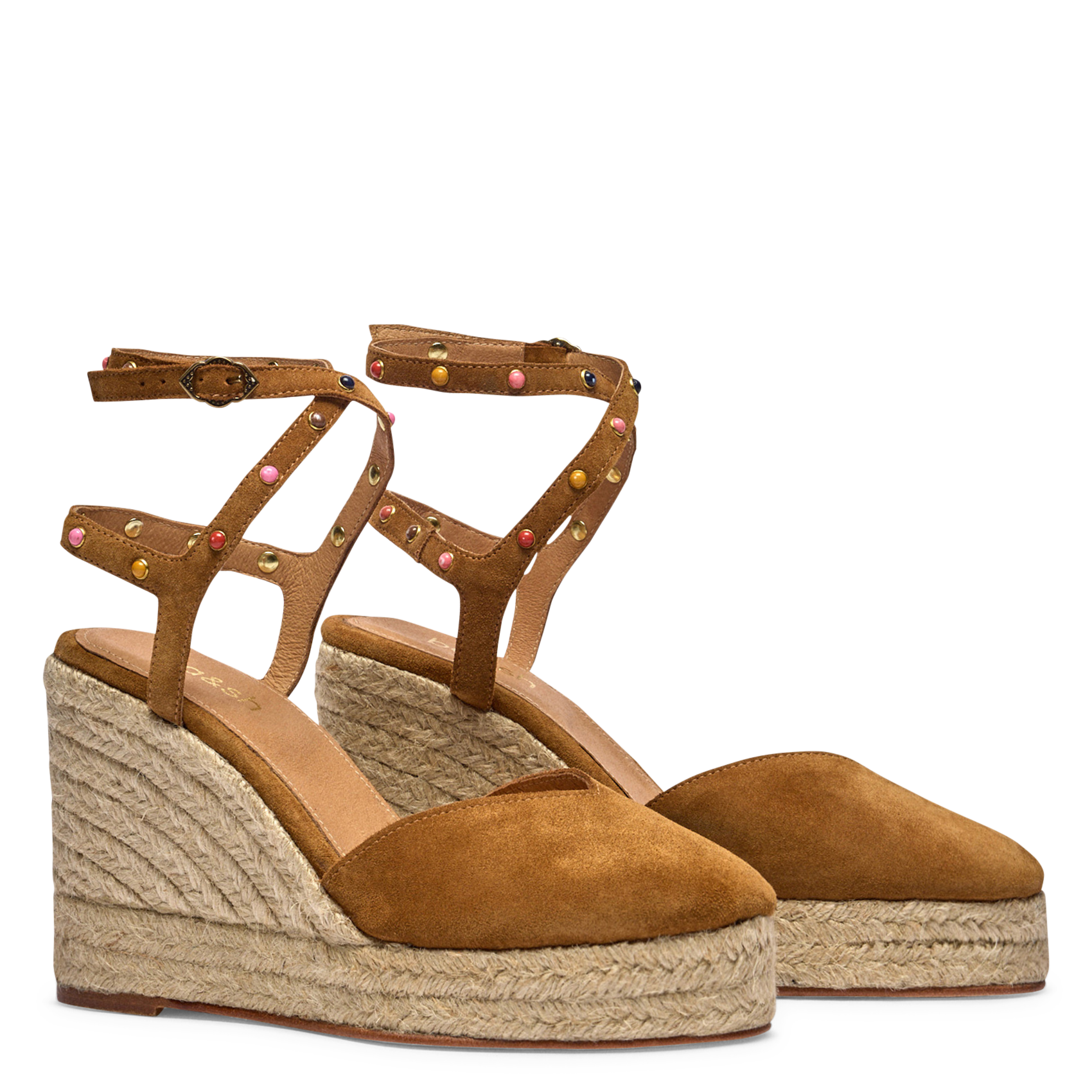 Espadrilles compensées en cuir velours BA&SH Marron