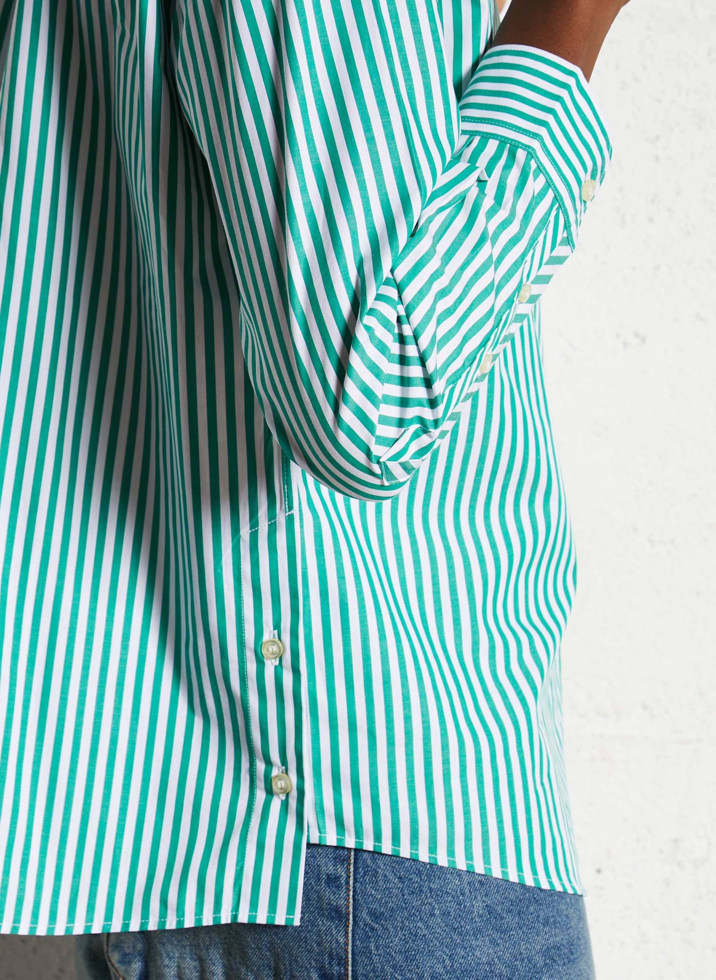 Loose-fit striped cotton shirt LEON & HARPER Green