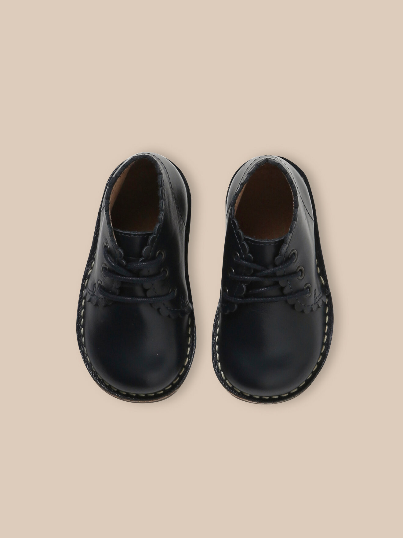 Scalloped leather ankle boots CYRILLUS Blue