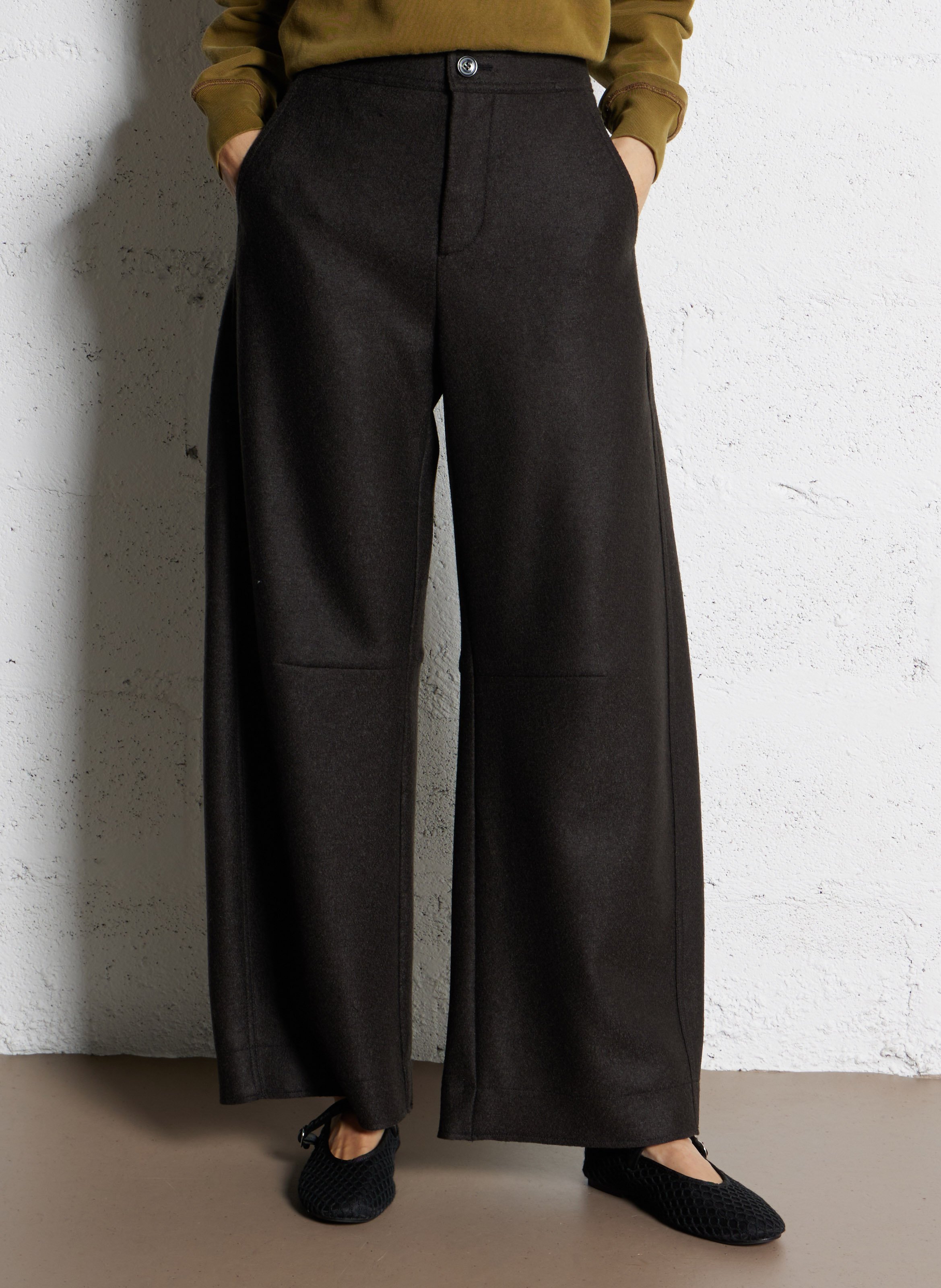 Pantalon large uni en laine SOEUR