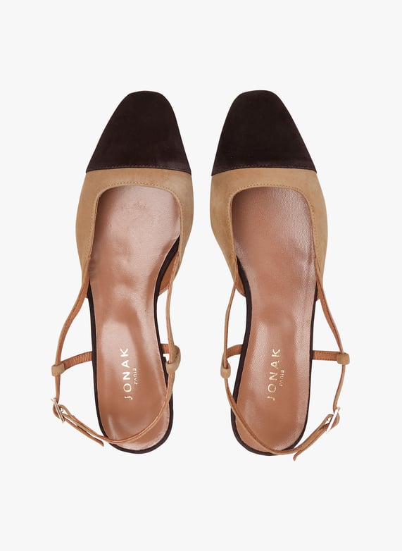 Mid-Heel leather sandals Marron fonce-Camel Jonak Women 264