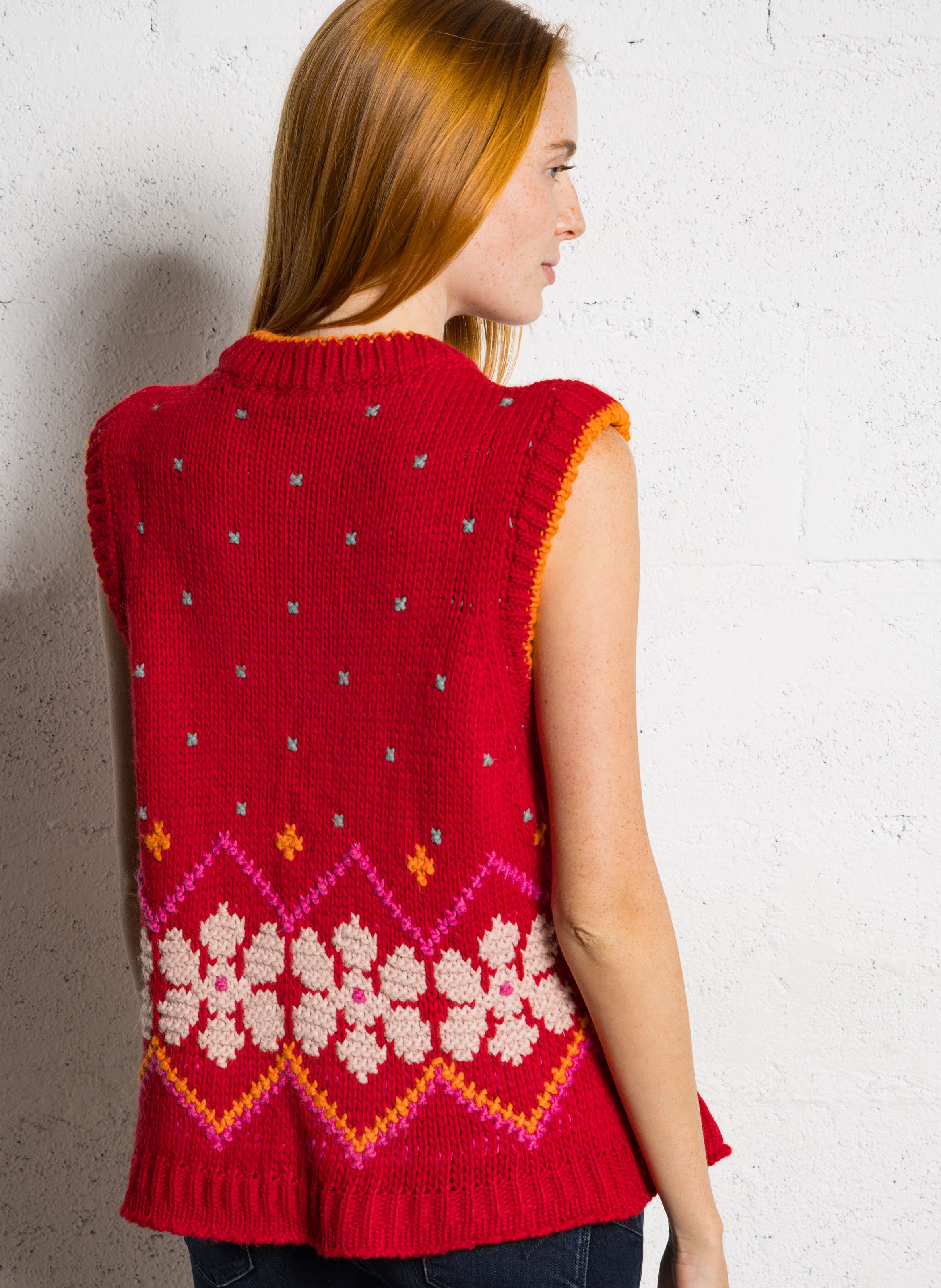 Pull col rond sans manches DR BLOOM Rouge