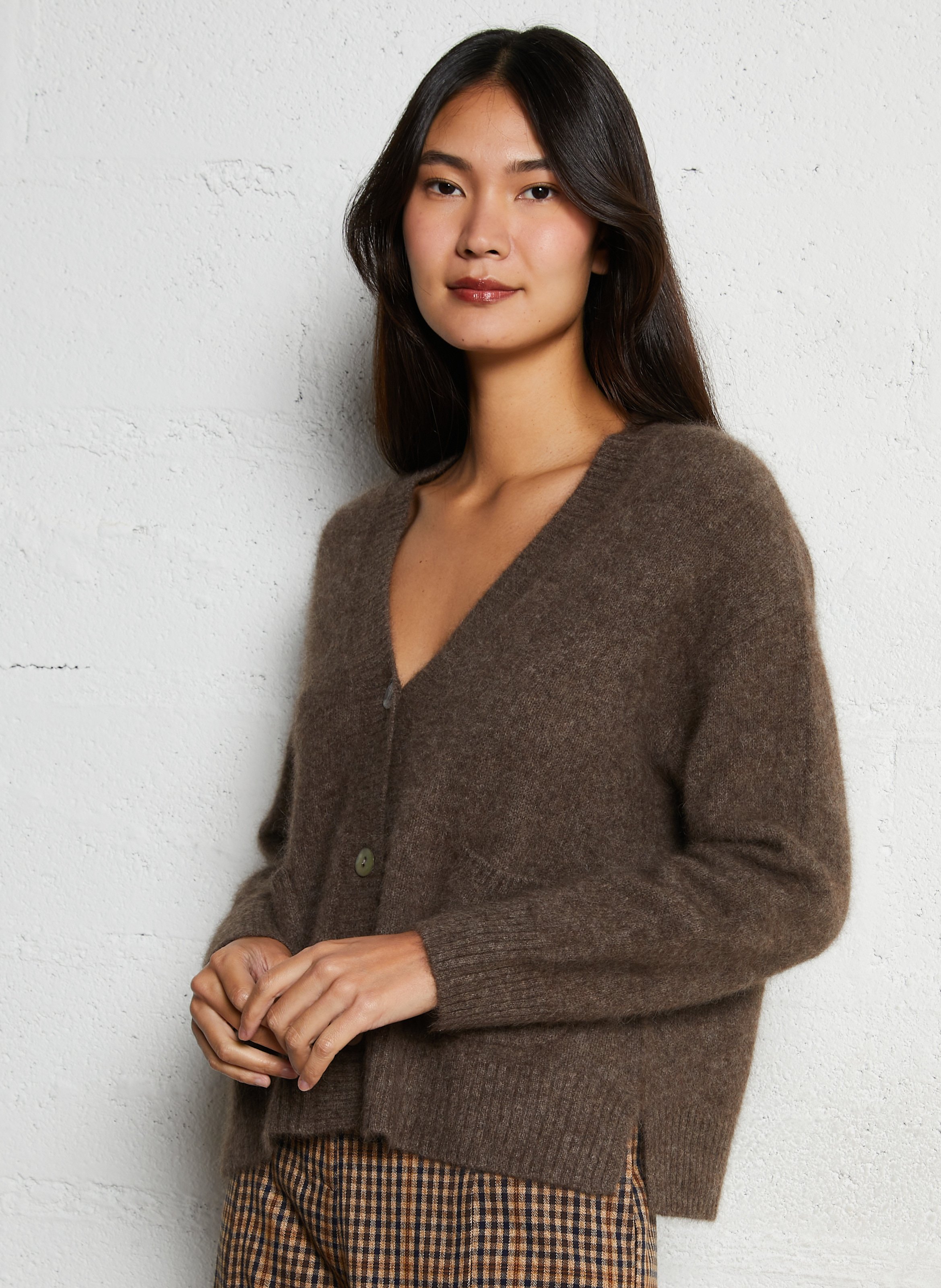 V-neck wool cardigan BELLA JONES Brown