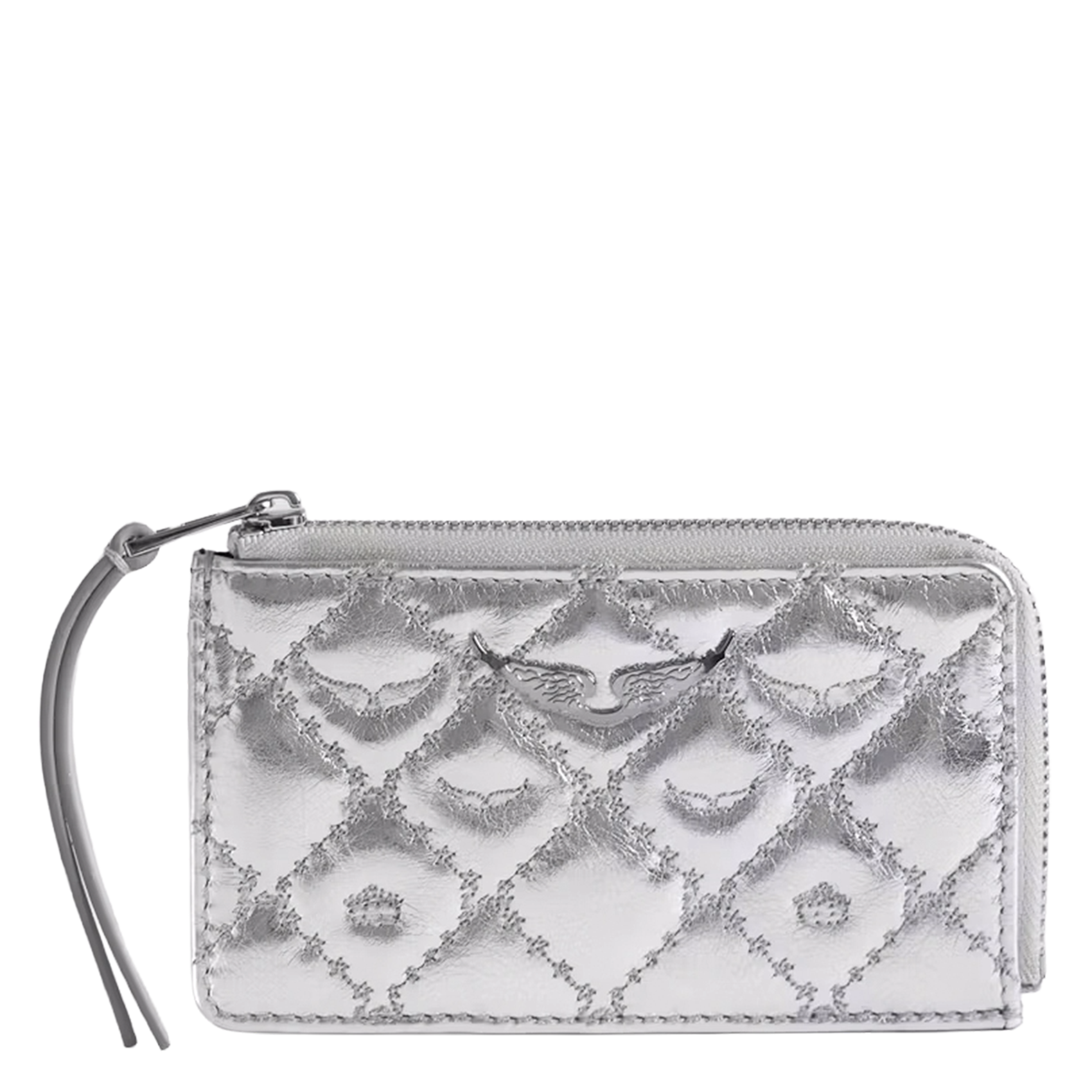 Porte-cartes en cuir métallisé ZADIG&VOLTAIRE Gris