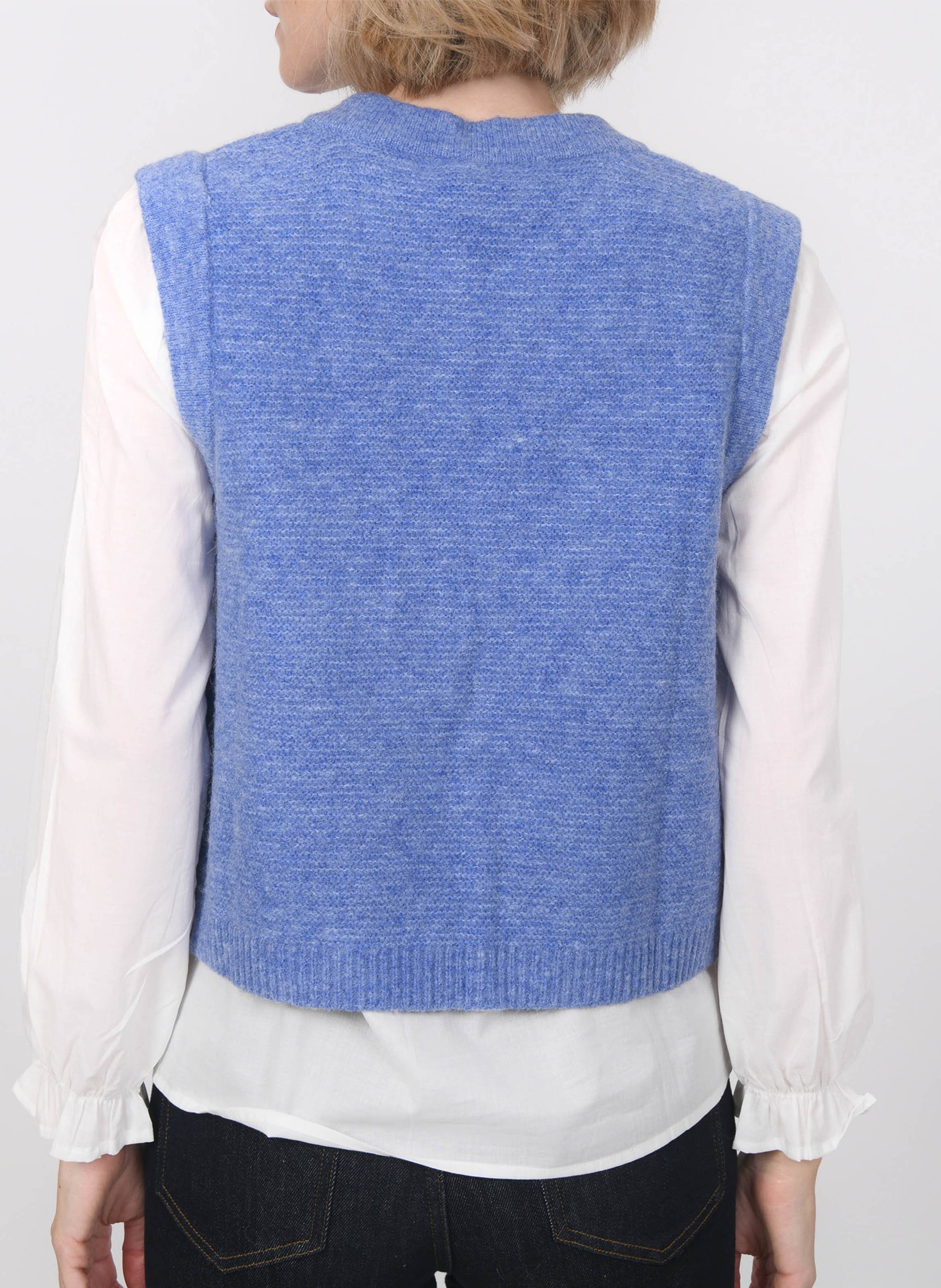 Gilet ouvert sans manches en maille mélangée KOOKAI Bleu