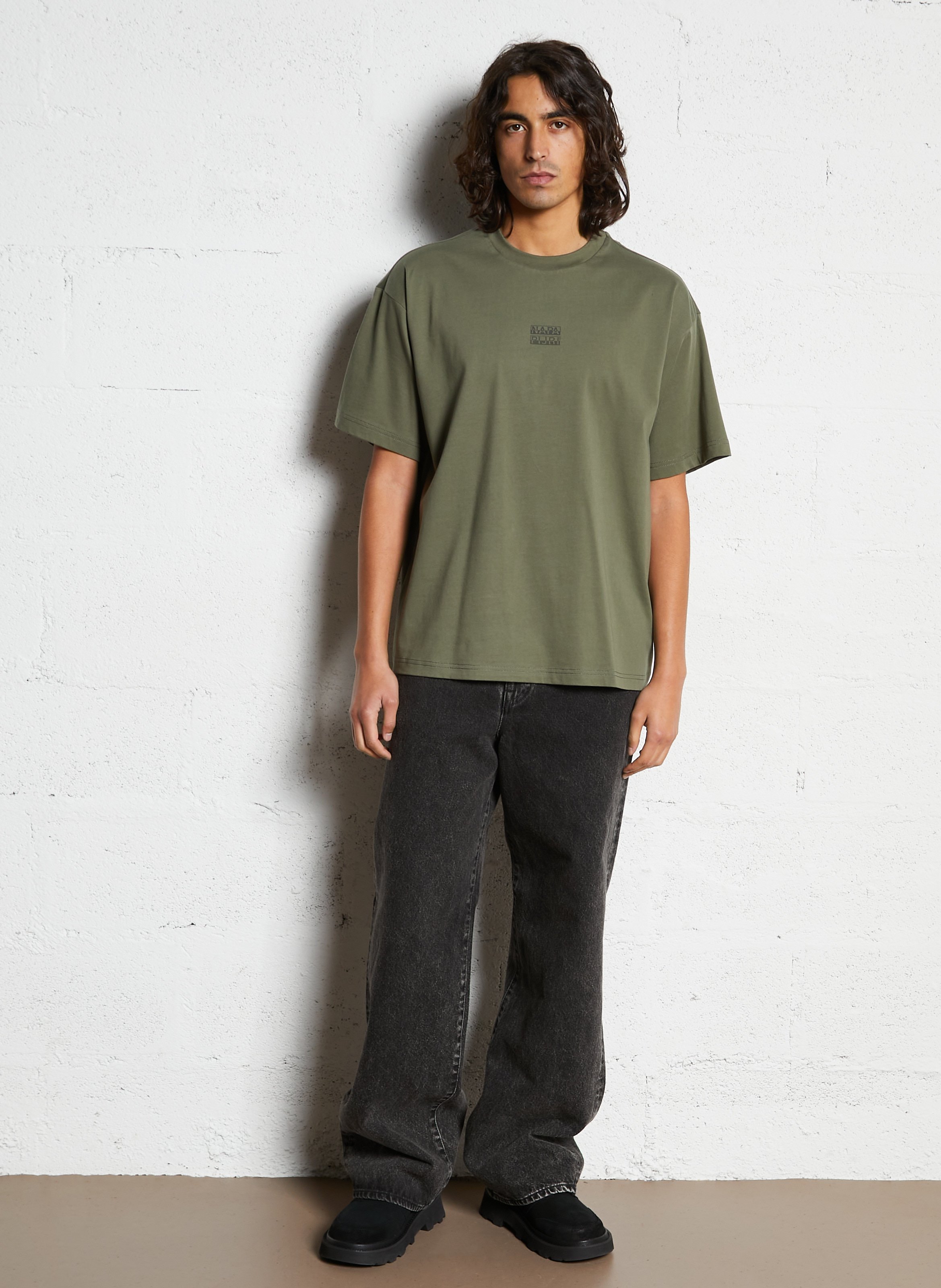 Weites Rundhals-T-Shirt aus bedruckter Baumwolle NAPAPIJRI Grun