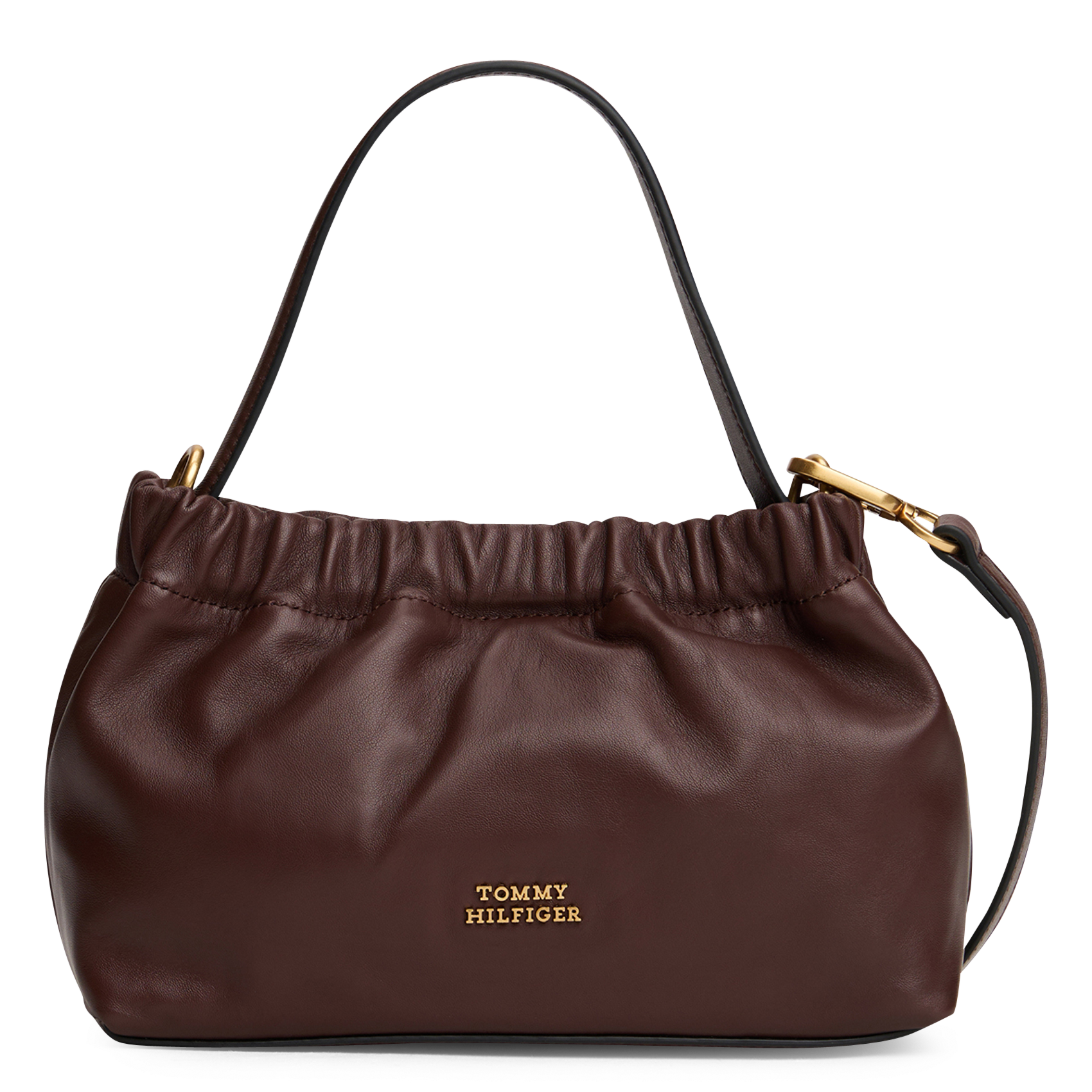 Sac bandoulière en cuir souple TOMMY HILFIGER Marron